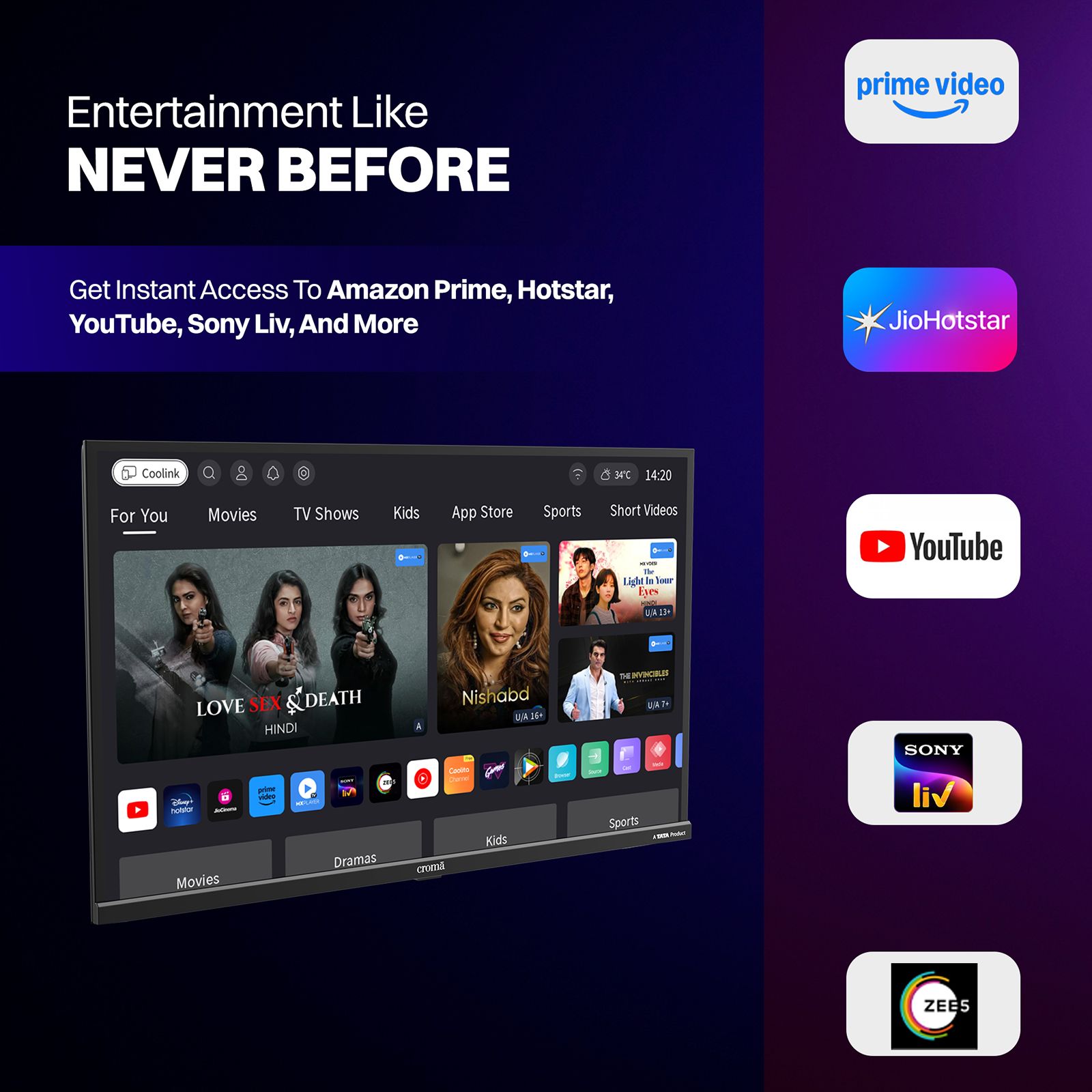 Croma 80 cm (32 inch) LED HD Ready Smart Linux TV with A+ Grade LED Panel_8