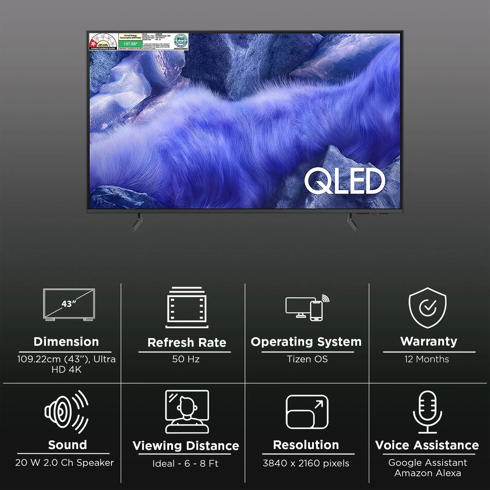 SAMSUNG QEF1 109 cm (43 inch) 4K Ultra HD QLED Smart Tizen TV with Google Assistant (2025 model)_3