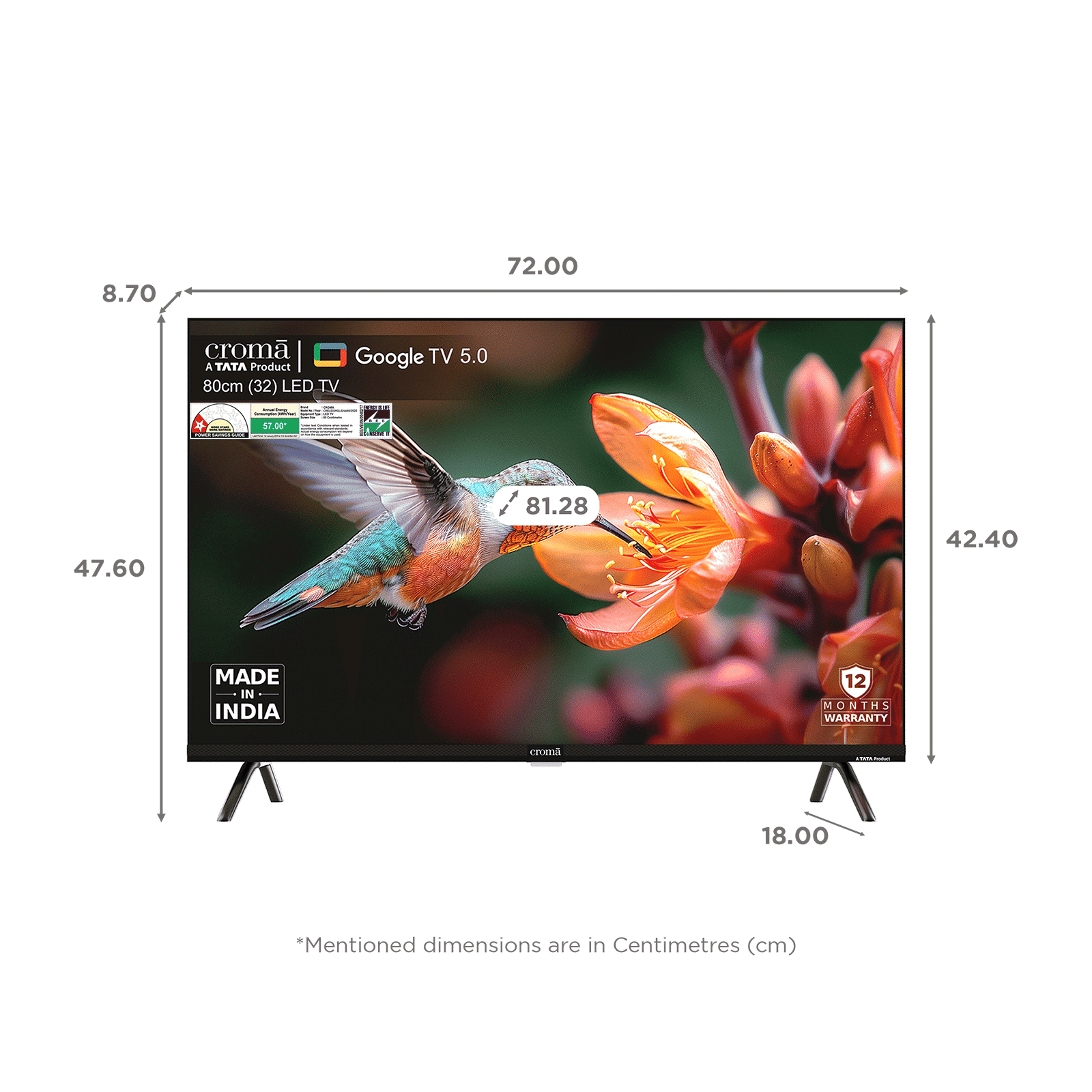 Croma 81.28 (32 inch) LED HD Ready Smart Google TV with Dolby Audio (2025 Model)_2