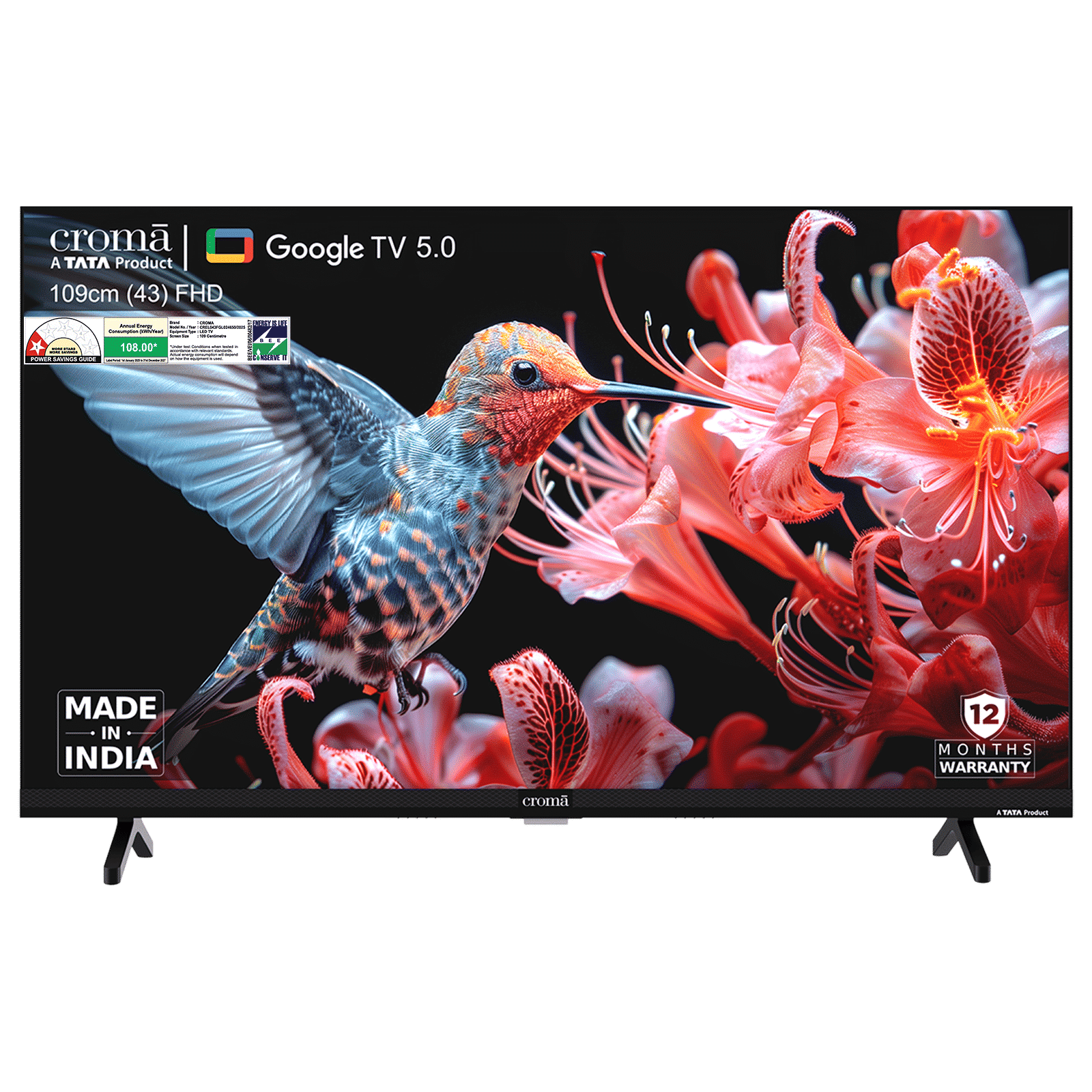 Croma 109.22 (43 inch) Full HD Smart Google TV 5.0 with Dolby Audio (2025 Model)_1