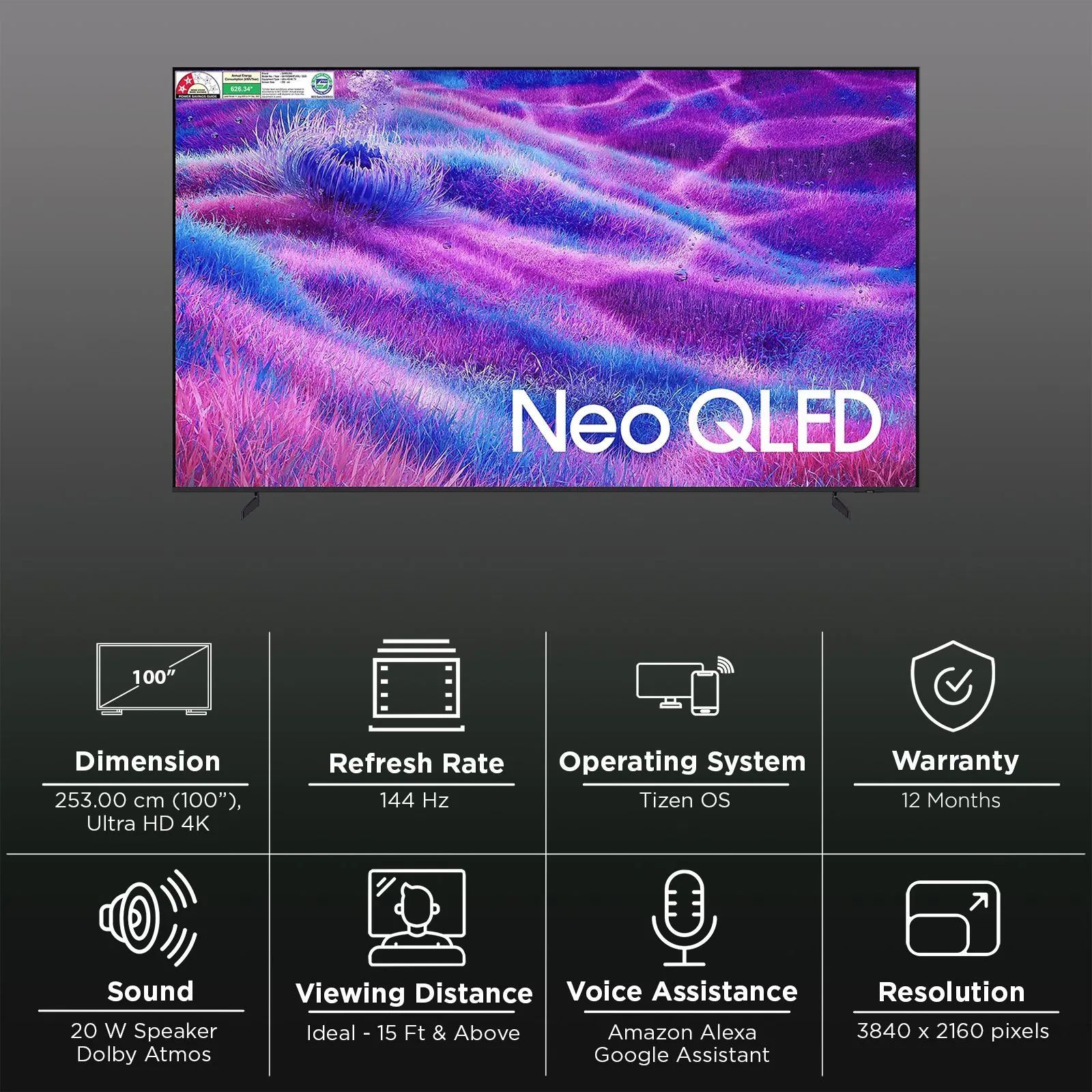 SAMSUNG QN80F 253 cm (100 inch) Neo QLED 4K Ultra HD Smart Tizen TV with Dolby Atmos (2025 model)_3