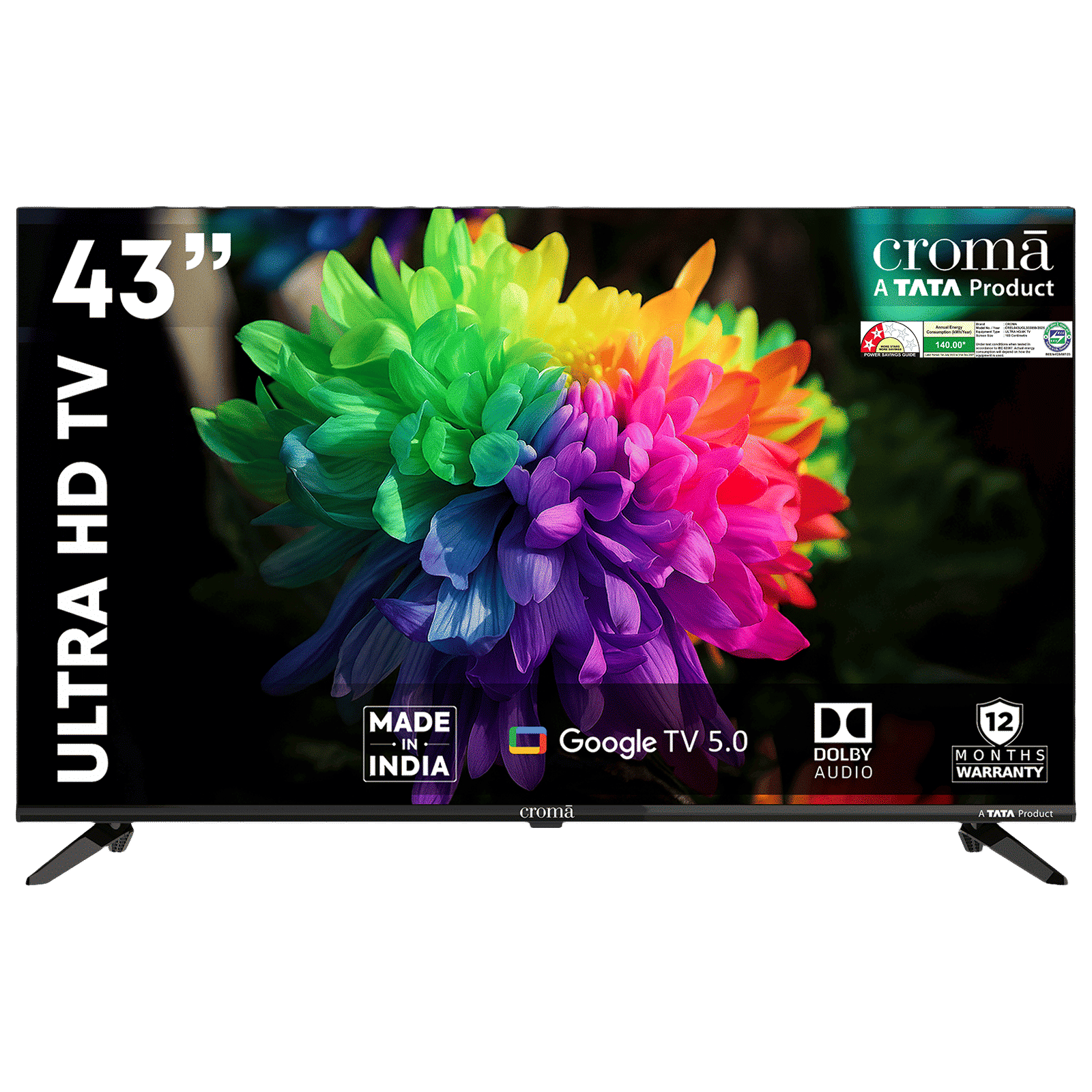 Croma 109.22 cm (43 inch) LED 4K Ultra HD Smart Google TV 5.0 with Dolby Audio (2025 model) Croma 109.22 cm (43 inch) LED 4K Ultra HD Smart Google TV 5.0 with Dolby Audio (2025 model)_1