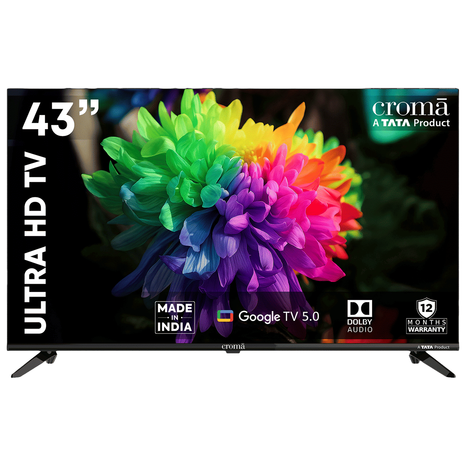 Croma 109.22 cm (43 inch) LED 4K Ultra HD Smart Google TV 5.0 with Dolby Audio (2025 model)_1