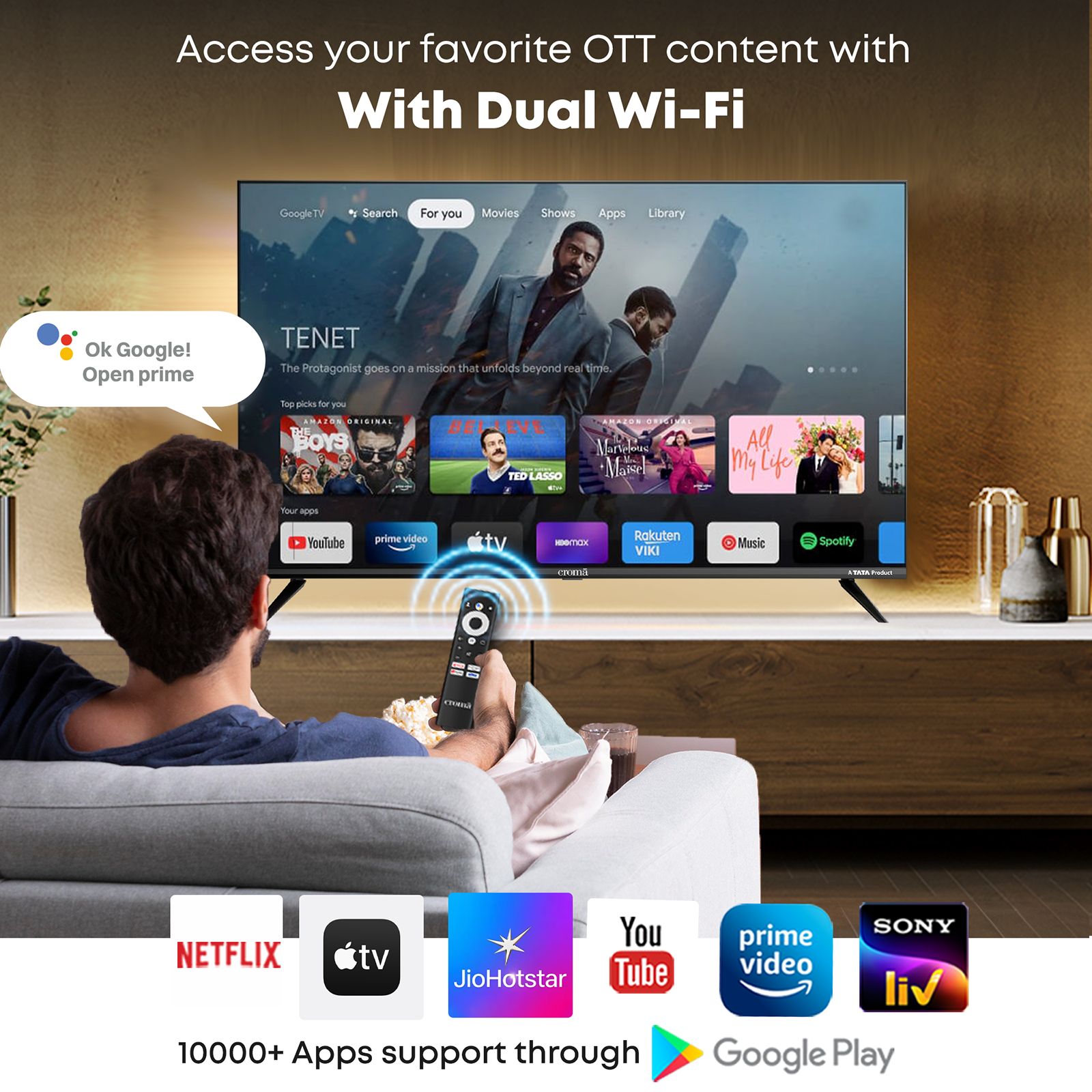 Croma 109.22 cm (43 inch) QLED 4K Ultra HD Smart Google TV 5.0 with Dolby Audio (2025 model)_7