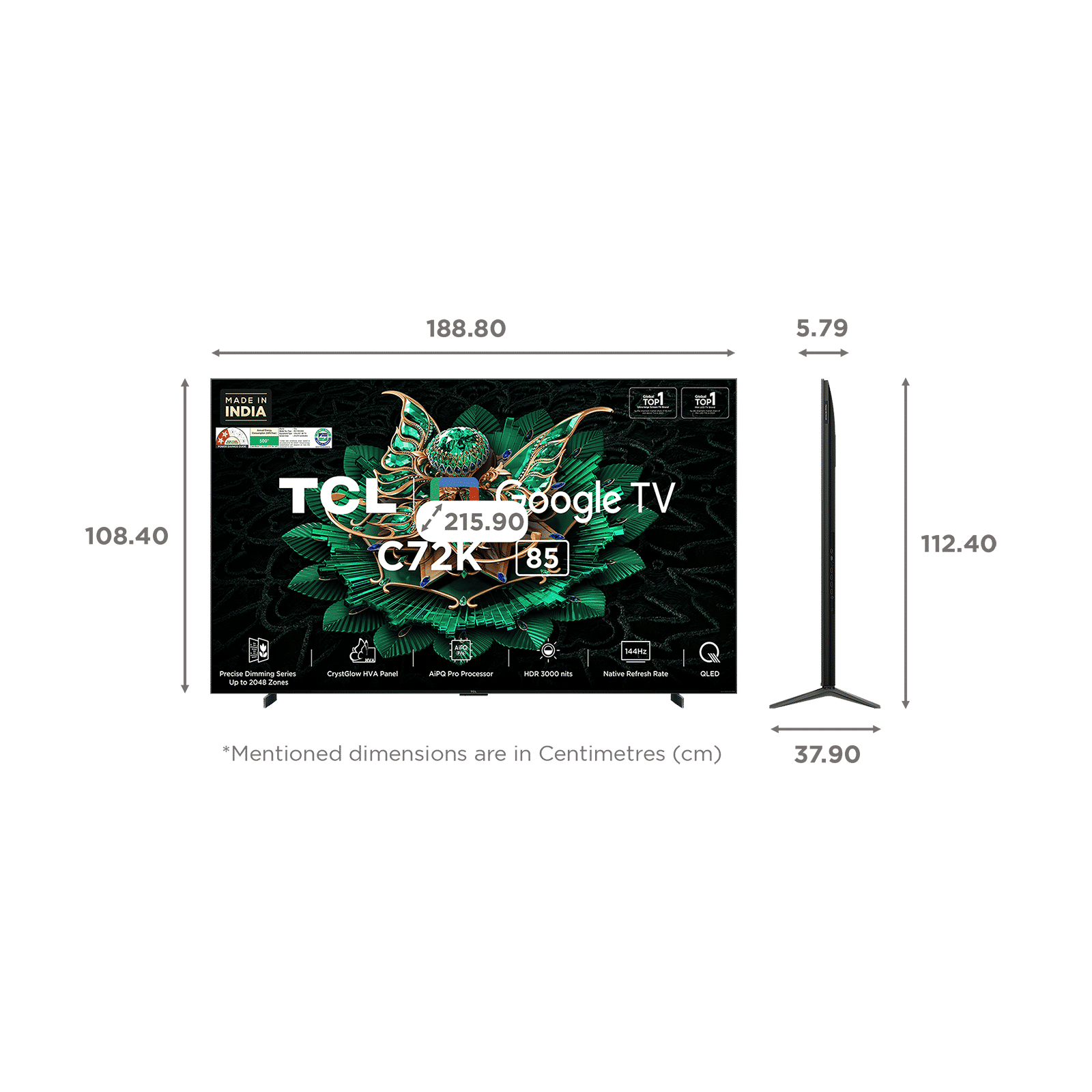 TCL C72K 215 cm (85 inch) 4k Ultra HD Google TV with Precise Dimming Technology (2025 model)_3