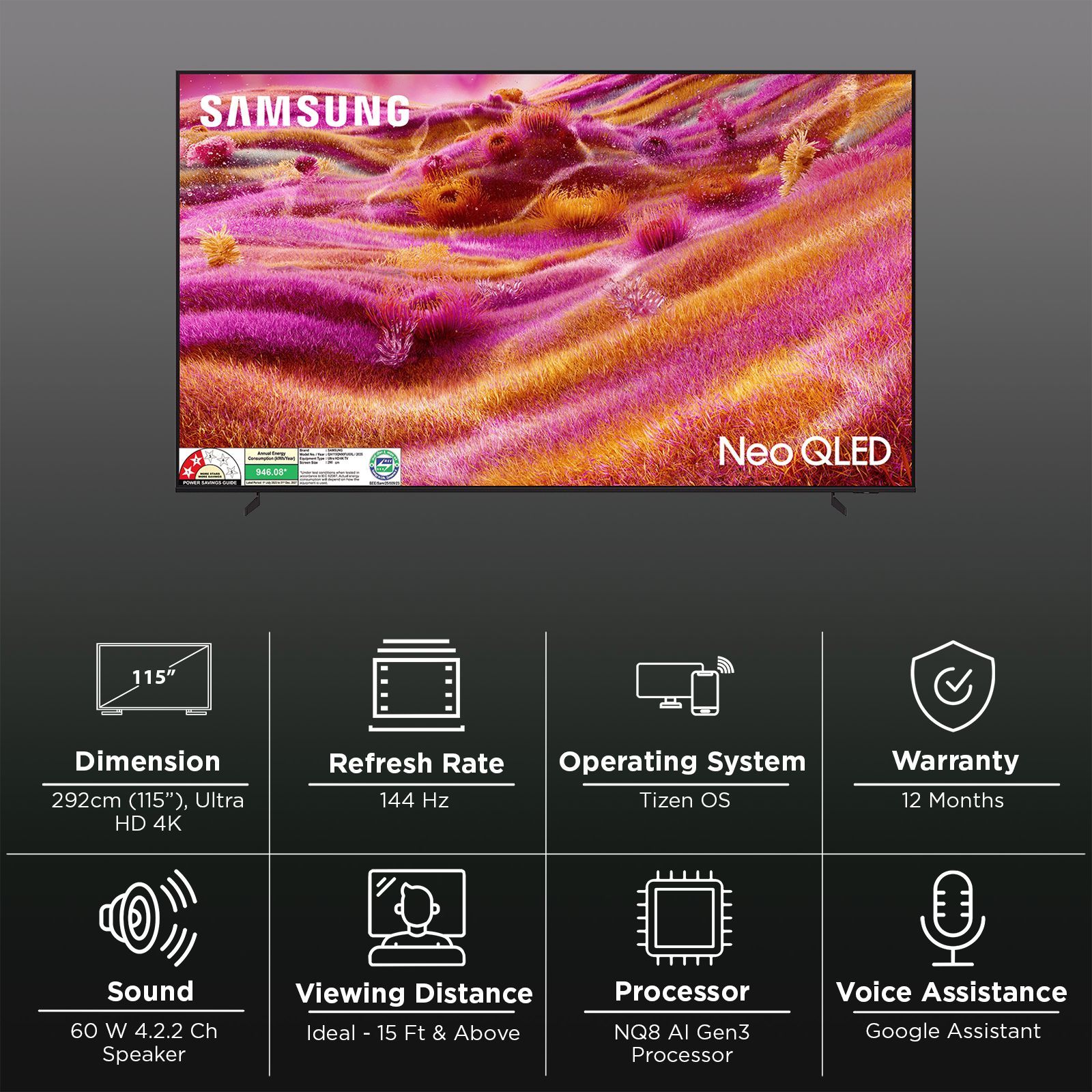 SAMSUNG Neo QLED QN90F 292 cm (115 inch) 4K Ultra HD Tizen TV with Samsung Vision AI (2025 Model)_4