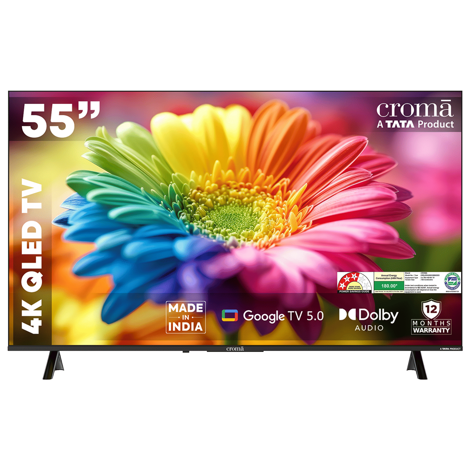 Croma 140 cm (55 inch) QLED 4K Ultra HD Smart Google TV with Google Assistant Supported (2025 model)_1