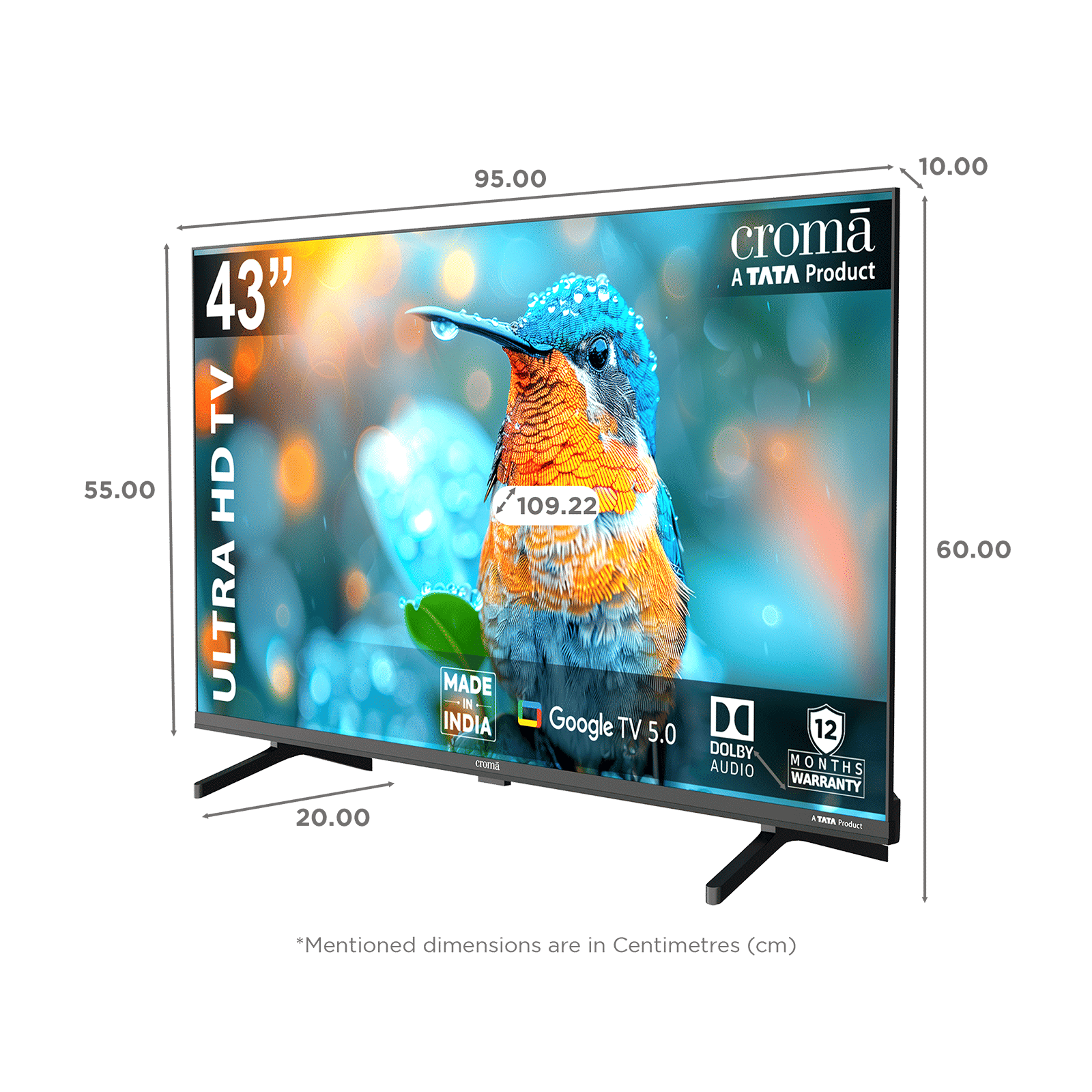 Croma 109 cm (43 inch) 4K Ultra HD LED Smart Google TV with Dolby Audio (2025 model)_2