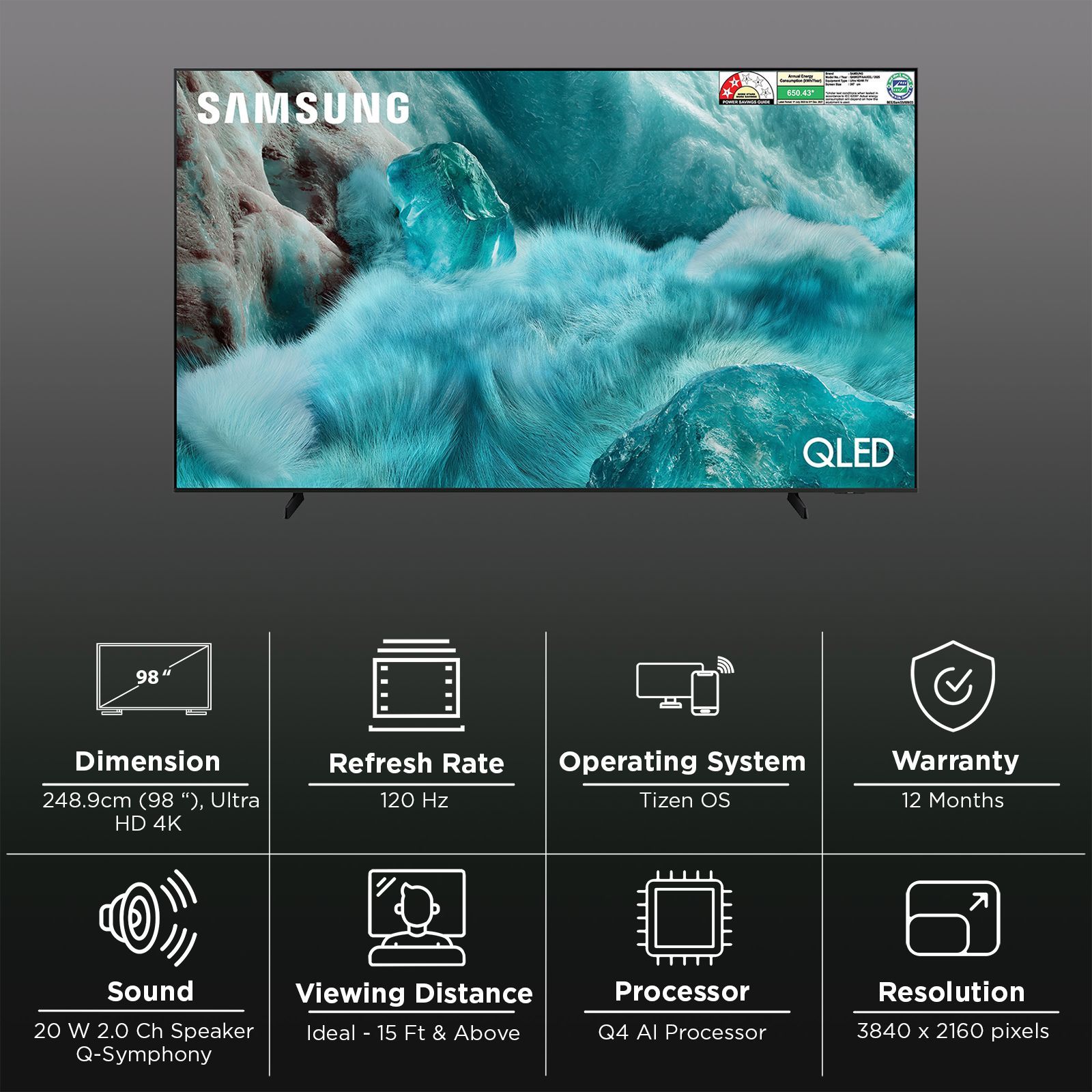 SAMSUNG Q7F 248 cm (98 inch) QLED 4K Ultra HD Smart Tizen TV with Google Voice Assistant (2025 model)_3