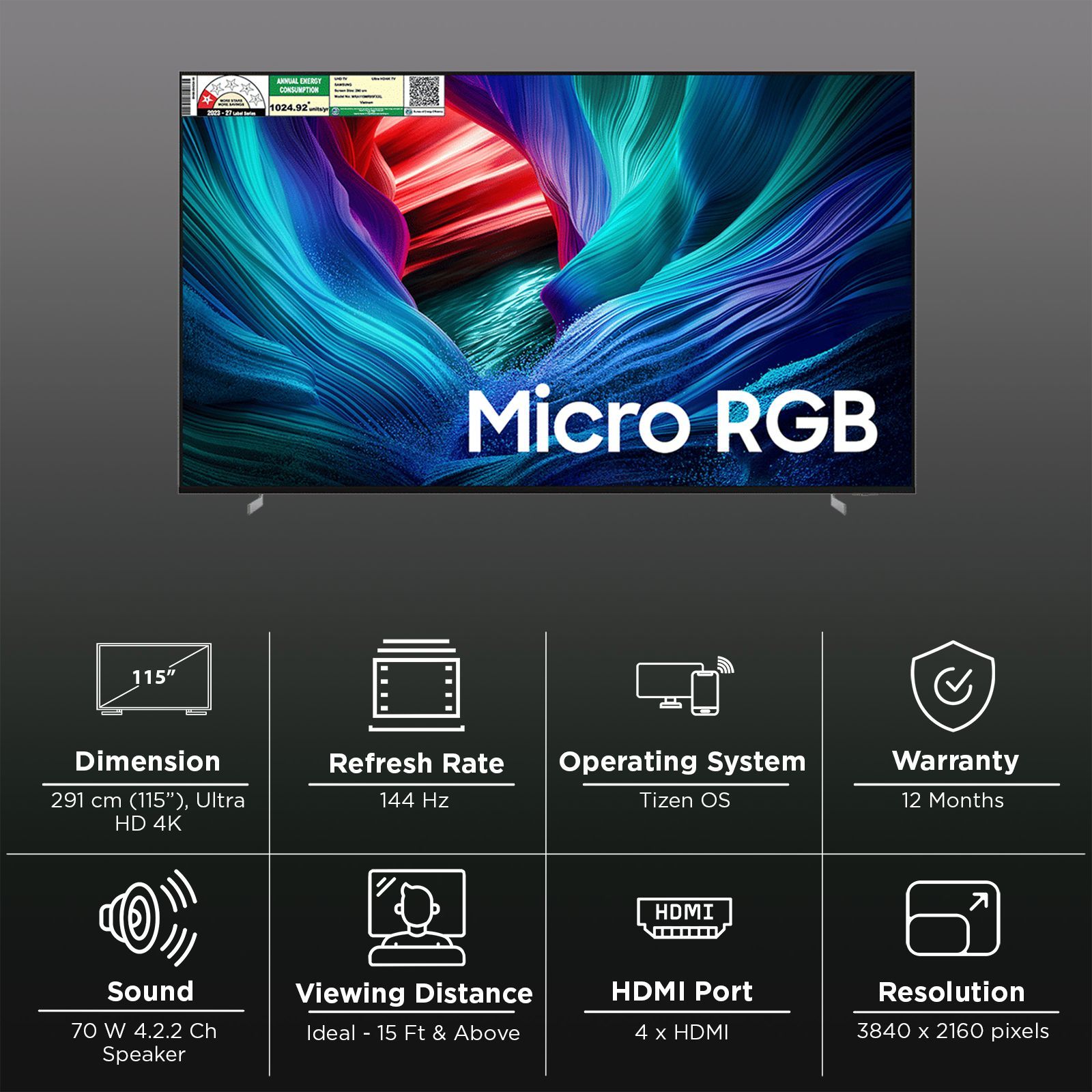 SAMSUNG R95H 291 cm (115 inch) 1 Star Micro RGB 4K Ultra HD Smart Tizen TV with Google Voice Assistant (2026 Model) SAMSUNG R95H 291 cm (115 inch) 1 Star Micro RGB 4K Ultra HD Smart Tizen TV with Google Voice Assistant (2026 Model)_3
