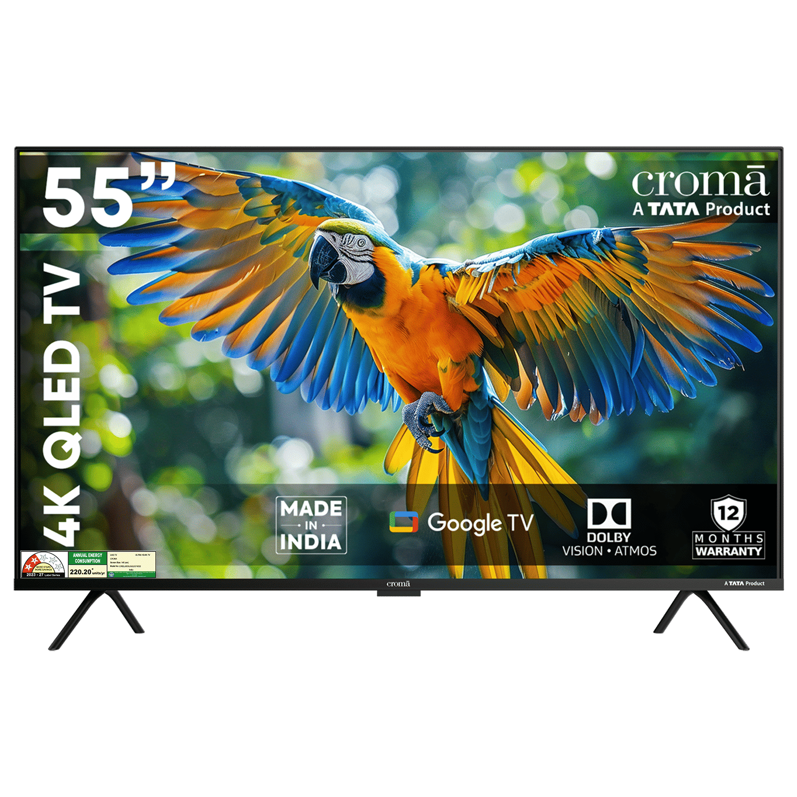 Croma 140 cm (55 inch) QLED 4K Ultra HD Smart Google TV with Google Voice Assistant (2026 Model)_1
