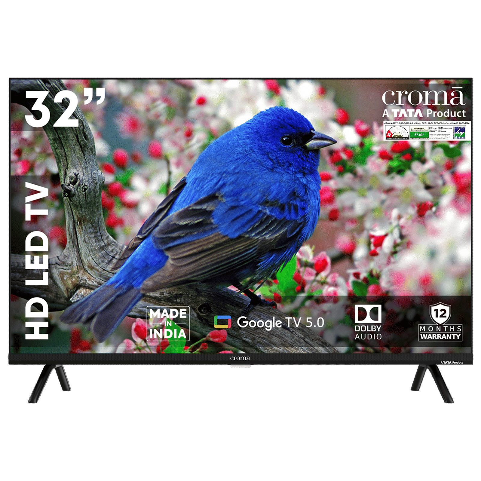 Croma 80cm (32 inch) HD LED Smart Google TV with Google Assistant (2026 Model)_1