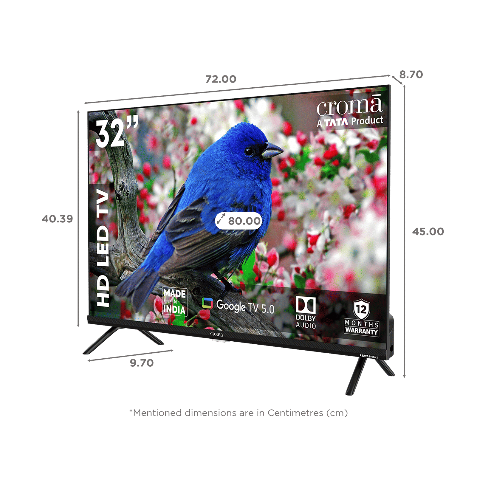 Croma 80cm (32 inch) 1 Star HD LED Smart Google TV with Google Assistant (2026 Model)_2
