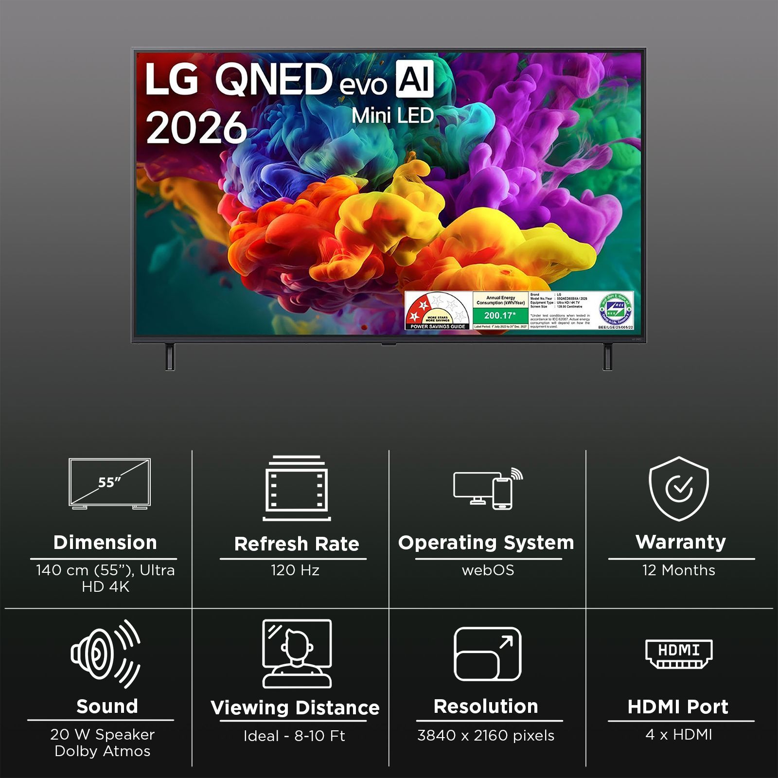 LG evo AI 140 cm (55 inch) QNED Mini LED 4K Ultra HD Smart webOS TV with Intelligent Voice Recognition (2026 model)_3