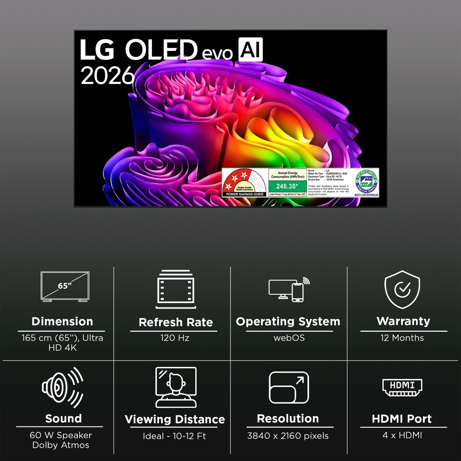 LG evo AI 165 cm (65 inch) 3 Star OLED 4K Ultra HD Smart WebOS TV with Intelligent Voice Recognition (2026 Model) LG evo AI 165 cm (65 inch) 3 Star OLED 4K Ultra HD Smart WebOS TV with Intelligent Voice Recognition (2026 Model)_3