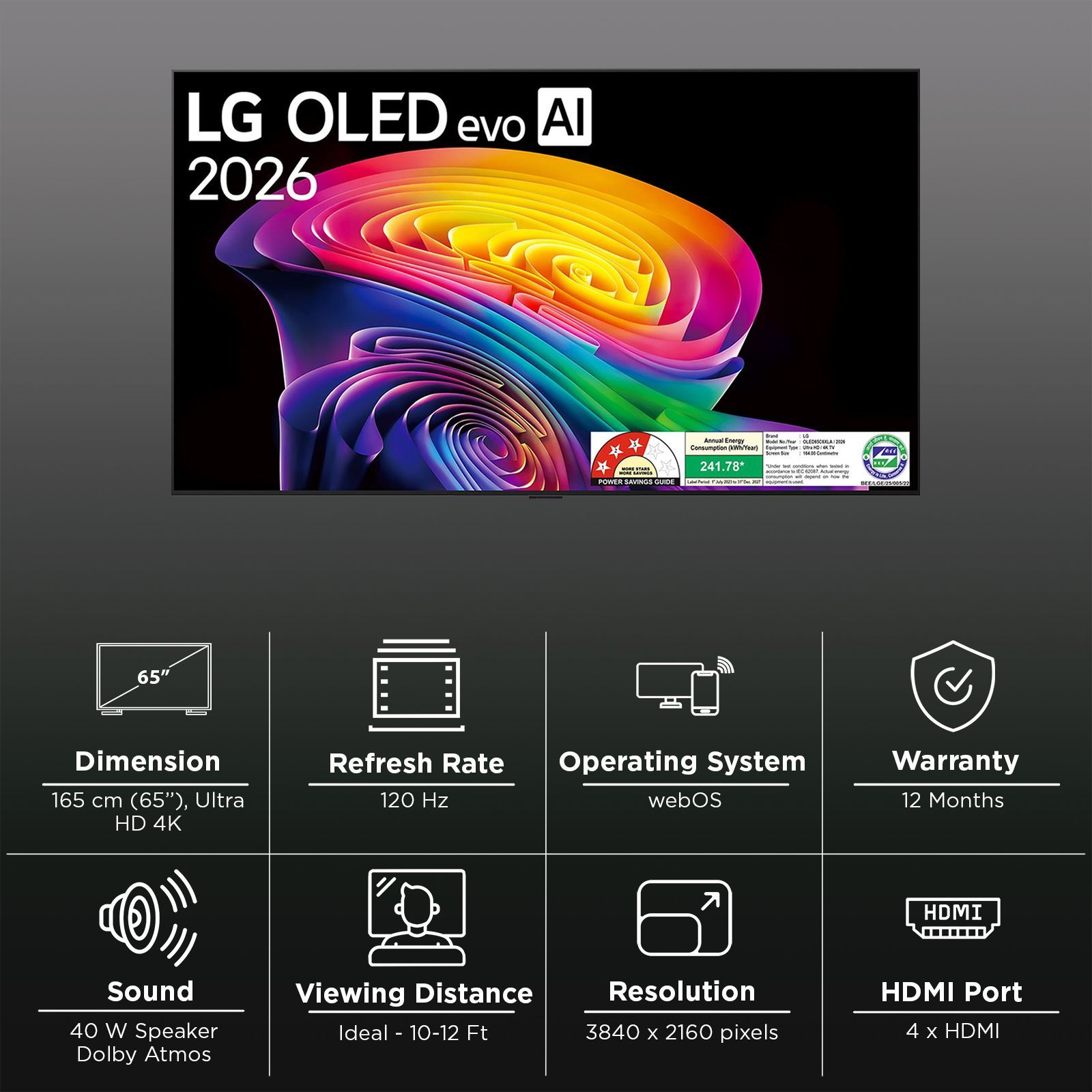 LG evo AI C6 165 cm (65 inch) 3 Star OLED 4K Ultra HD Smart WebOS TV with Ambient Filmmaker Mode (2026 Model) LG evo AI C6 165 cm (65 inch) 3 Star OLED 4K Ultra HD Smart WebOS TV with Ambient Filmmaker Mode (2026 Model)_3