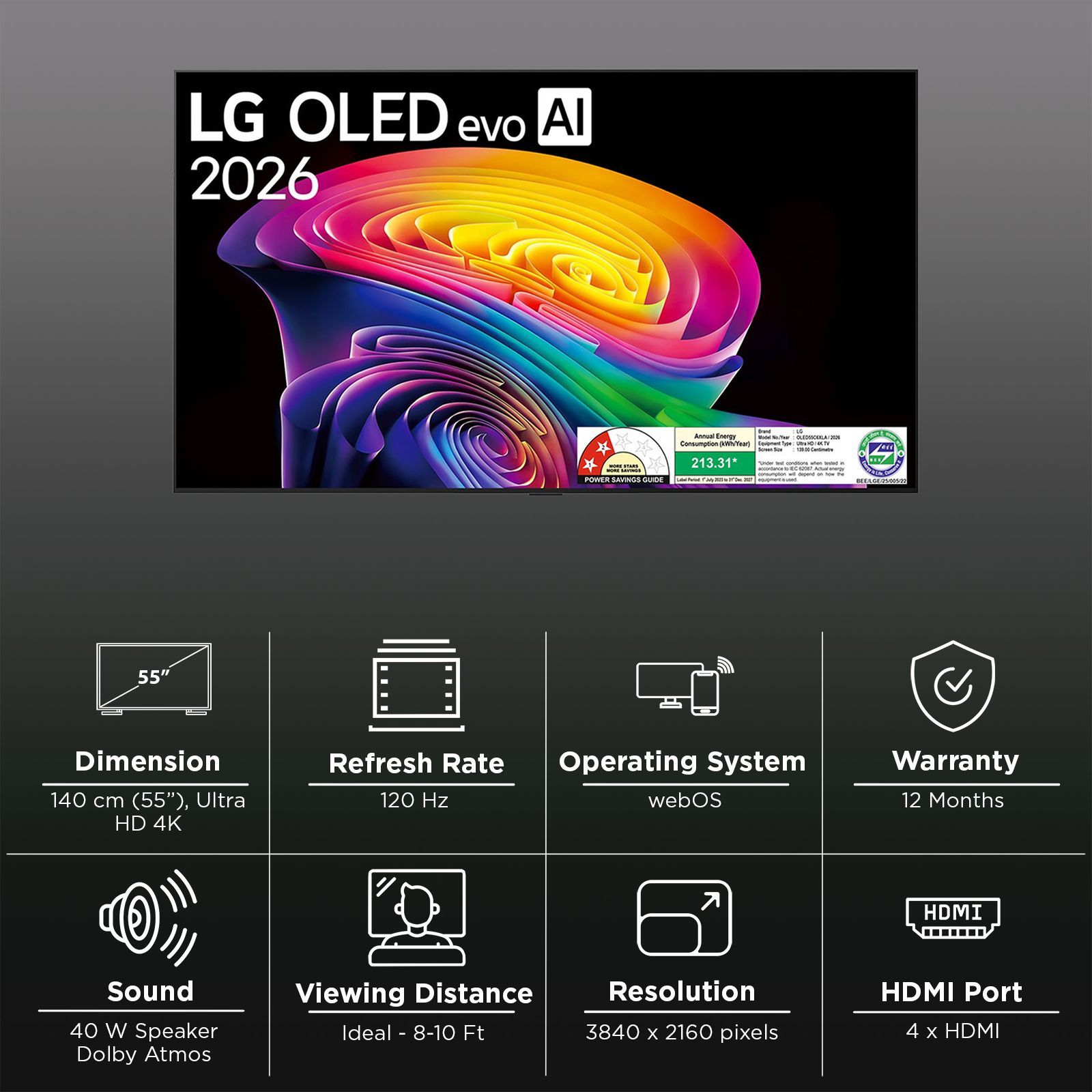 LG evo AI 140 cm (55 inch) 2 Star OLED 4K Ultra HD Smart WebOS TV with Ambient Filmmaker Mode (2026 Model) LG evo AI 140 cm (55 inch) 2 Star OLED 4K Ultra HD Smart WebOS TV with Ambient Filmmaker Mode (2026 Model)_3