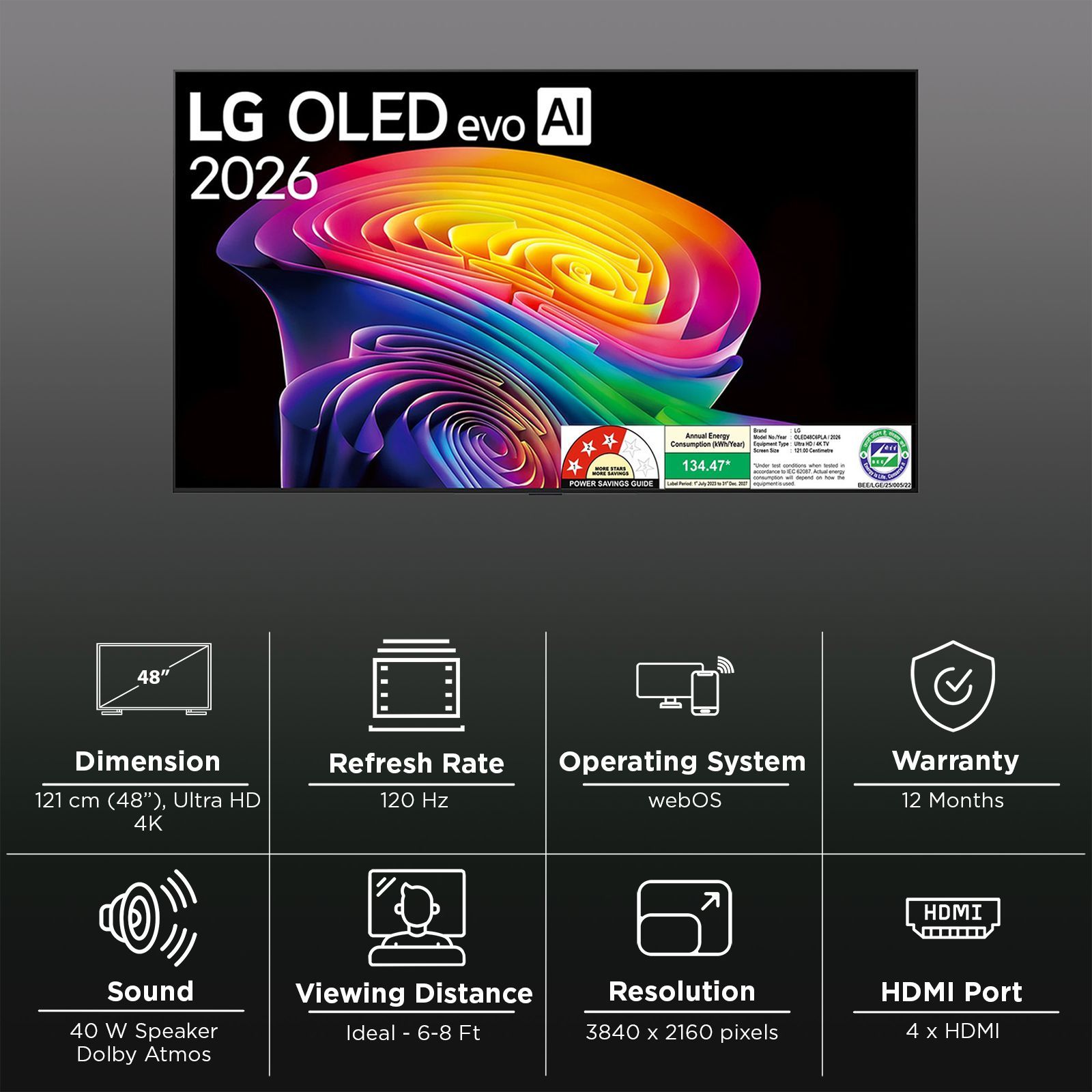 LG evo AI 121 cm (48 inch) 3 Star OLED 4K Ultra HD Smart WebOS TV with Ambient Filmmaker Mode (2026 Model) LG evo AI 121 cm (48 inch) 3 Star OLED 4K Ultra HD Smart WebOS TV with Ambient Filmmaker Mode (2026 Model)_3