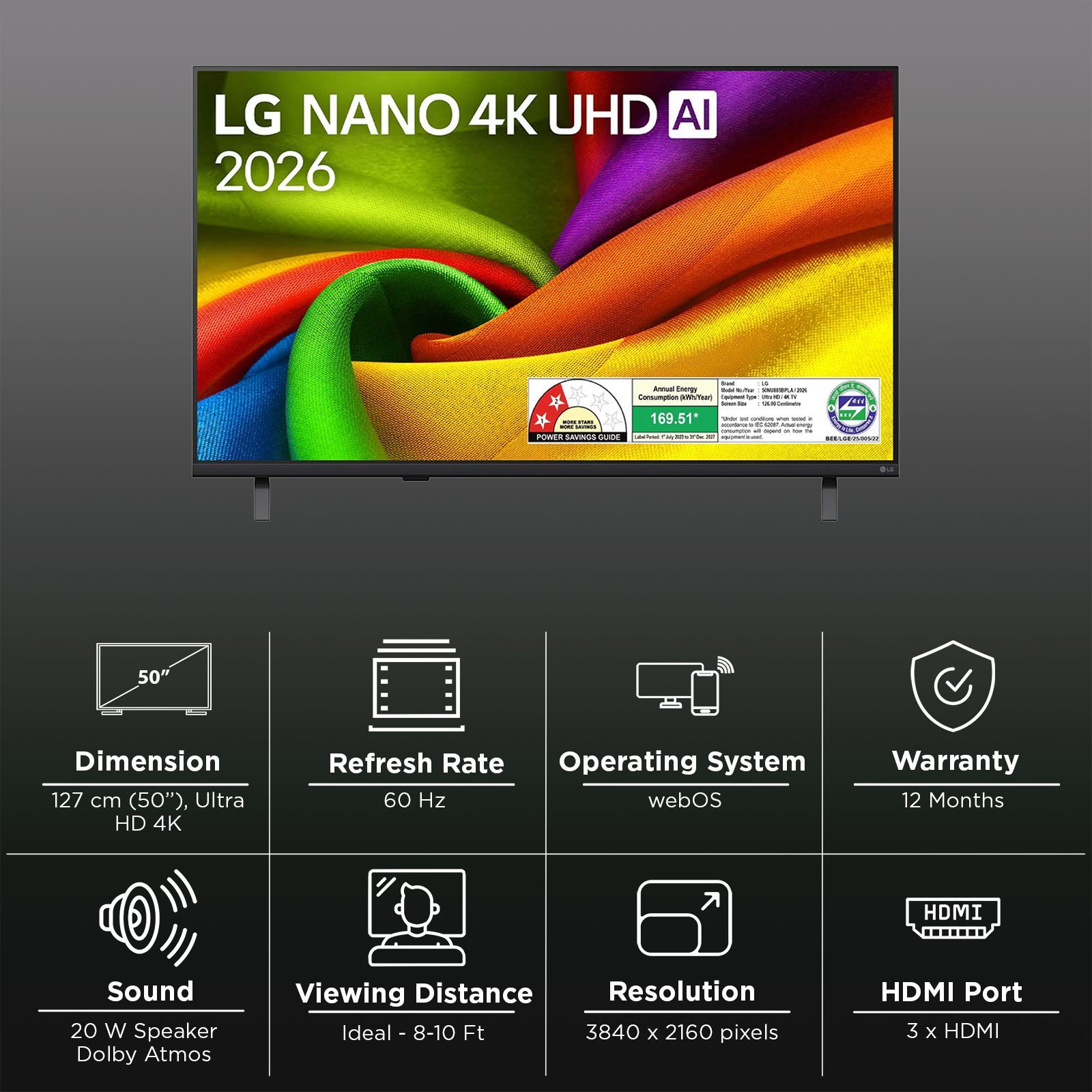 LG Nano AI 50NU885BPLA 127 cm (50 inch) 2 Star 4K Ultra HD Smart webOS 26 TV with AI Hub (2026 model) LG Nano AI 50NU885BPLA 127 cm (50 inch) 2 Star 4K Ultra HD Smart webOS 26 TV with AI Hub (2026 model)_3