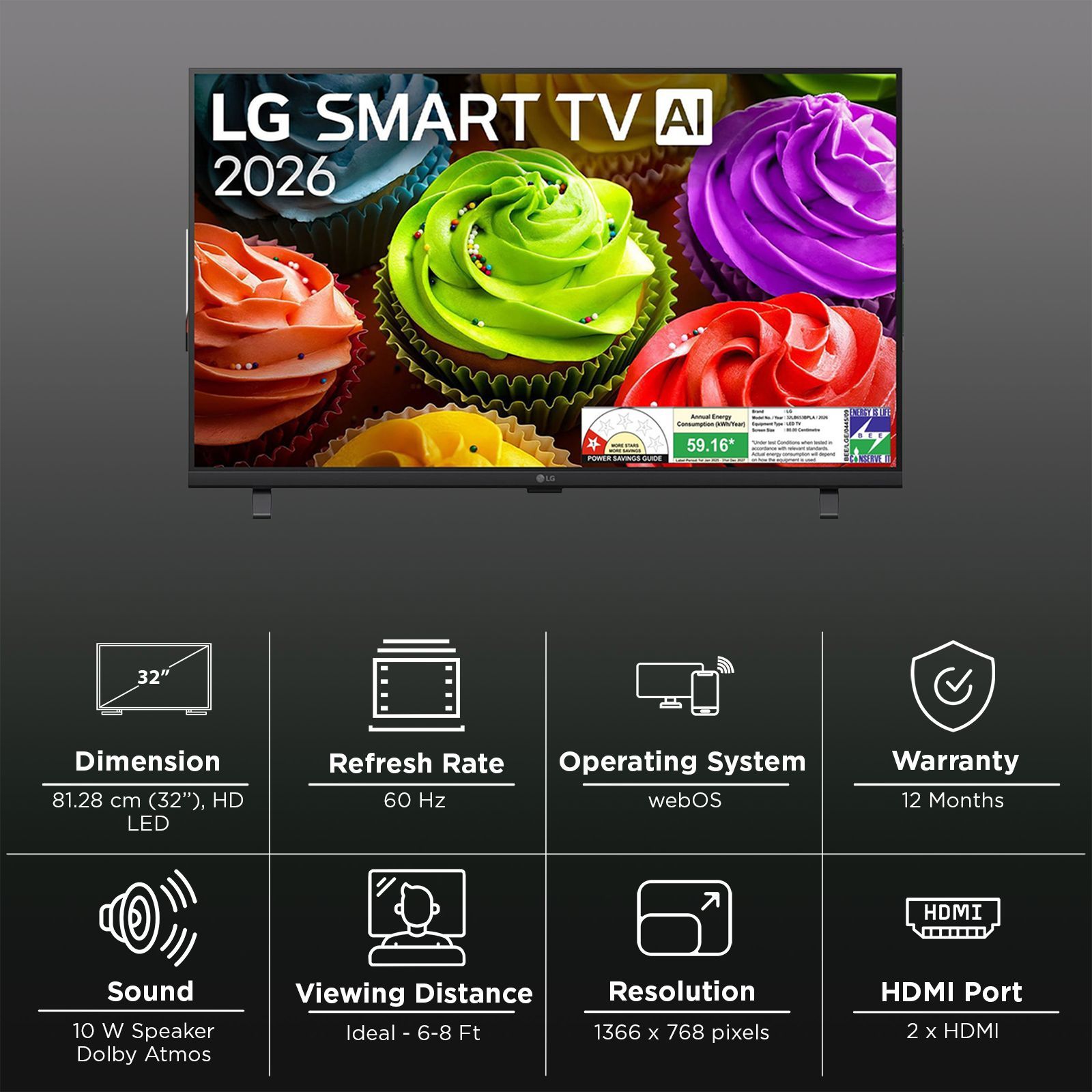 LG LB653 81.28 cm (32 inch) HD LED Smart webOS TV with Clear Voice Pro technology & Dynamic Tone Mapping (2026 model) LG LB653 81.28 cm (32 inch) HD LED Smart webOS TV with Clear Voice Pro technology & Dynamic Tone Mapping (2026 model)_3