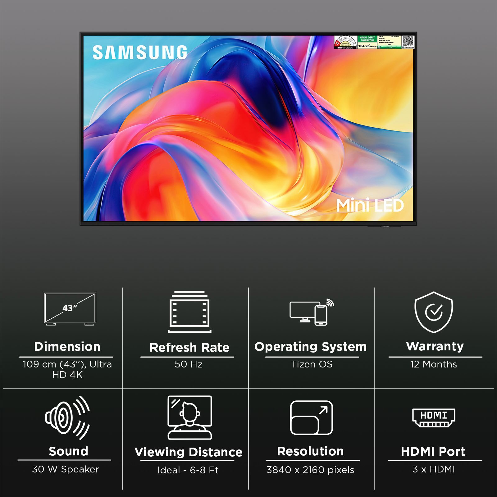 SAMSUNG M71H 109 cm (43 inch) 4K Ultra HD Mini LED Smart Tizen TV with Voice Assistant (2026 Model)_3