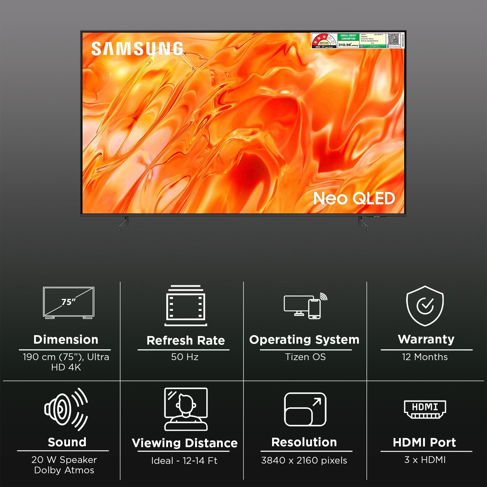 SAMSUNG QN70H 190 cm (75 inch) 4K Ultra HD Quantum Mini-LED Neo QLED Smart Tizen TV with Samsung Vision AI Companion (2026 model)_3