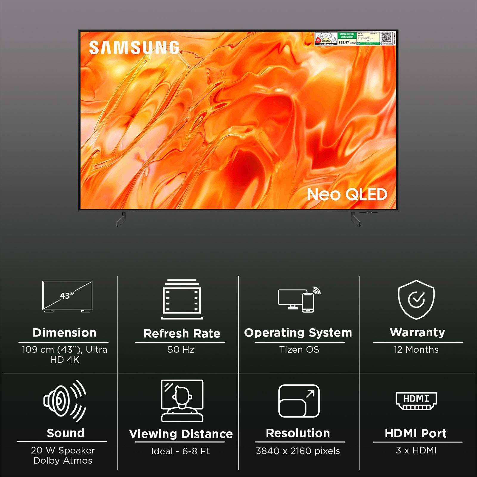 SAMSUNG QN70H 109 cm (43 inch) 1 Star 4K Ultra HD Quantum Mini-LED Neo QLED Smart Tizen TV with Samsung Vision AI Companion (2026 model) SAMSUNG QN70H 109 cm (43 inch) 1 Star 4K Ultra HD Quantum Mini-LED Neo QLED Smart Tizen TV with Samsung Vision AI Companion (2026 model)_3