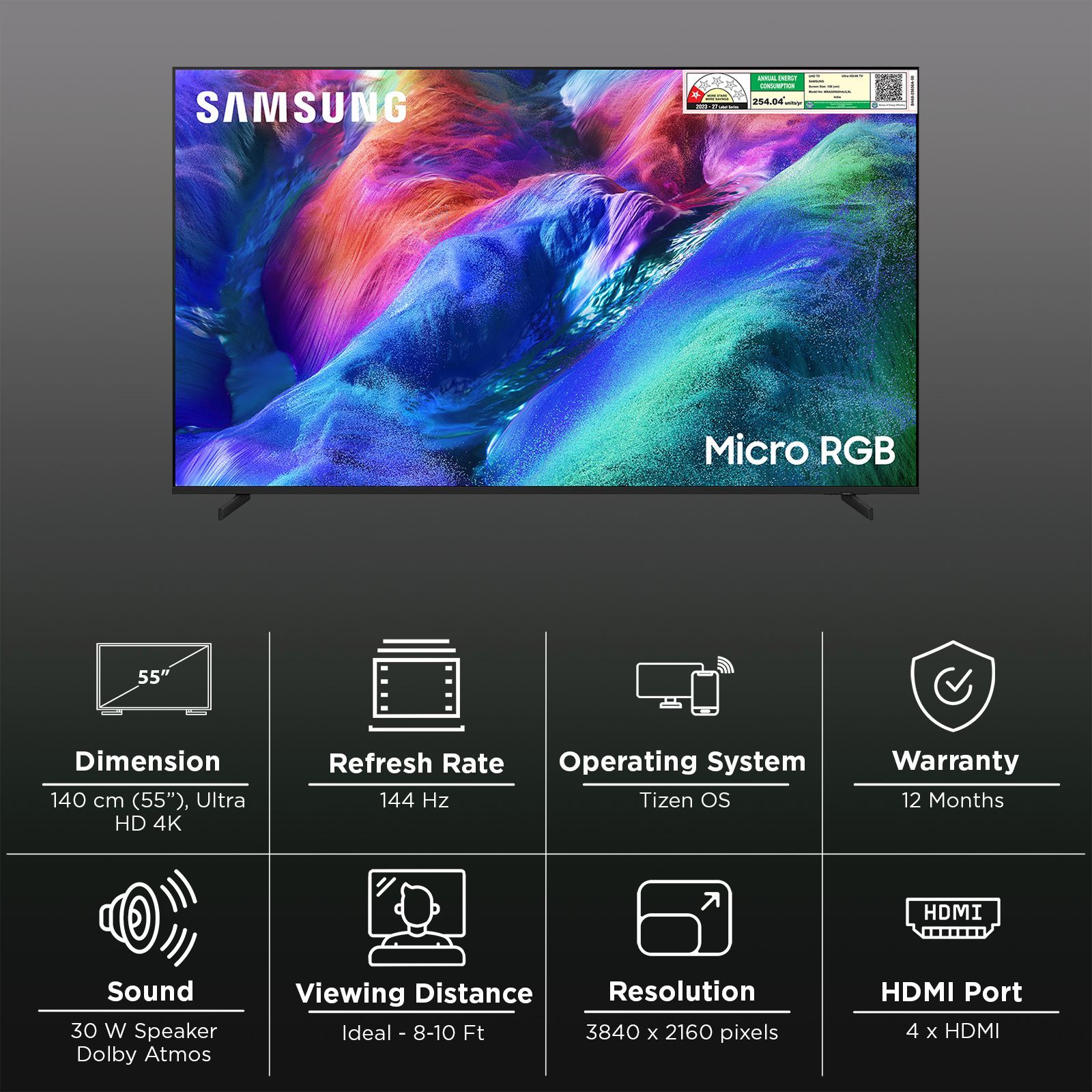 SAMSUNG R85H 140 cm (55 inch) 1 Star Micro RGB 4K Ultra HD Smart Tizen TV with Google Voice Assistant (2026 Model) SAMSUNG R85H 140 cm (55 inch) 1 Star Micro RGB 4K Ultra HD Smart Tizen TV with Google Voice Assistant (2026 Model)_3