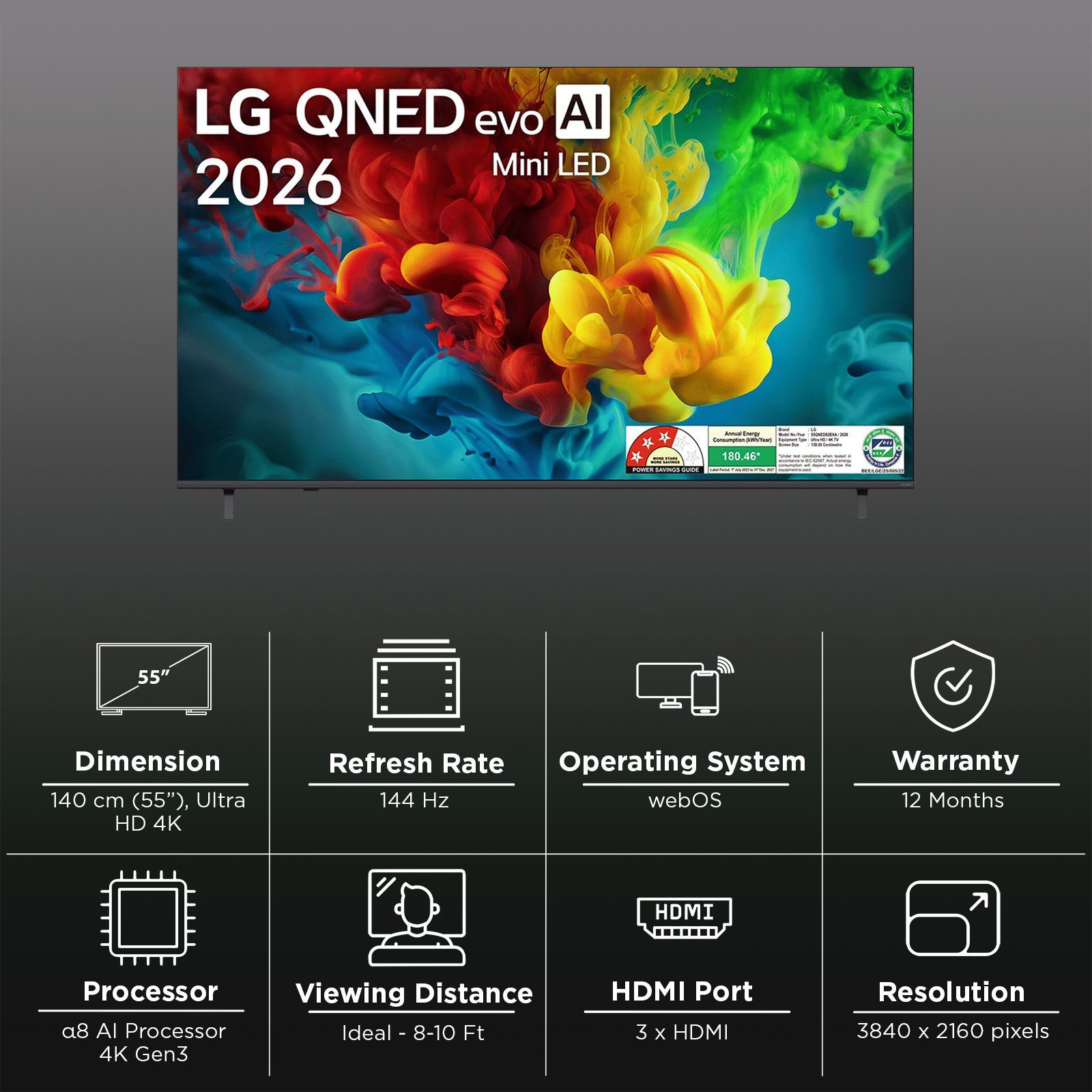 LG QNED82 140 cm (55 inch) 3 Star QNED Mini LED 4K Ultra HD Smart webOS TV with Ambient Filmmaker Mode (2026 model) LG QNED82 140 cm (55 inch) 3 Star QNED Mini LED 4K Ultra HD Smart webOS TV with Ambient Filmmaker Mode (2026 model)_3