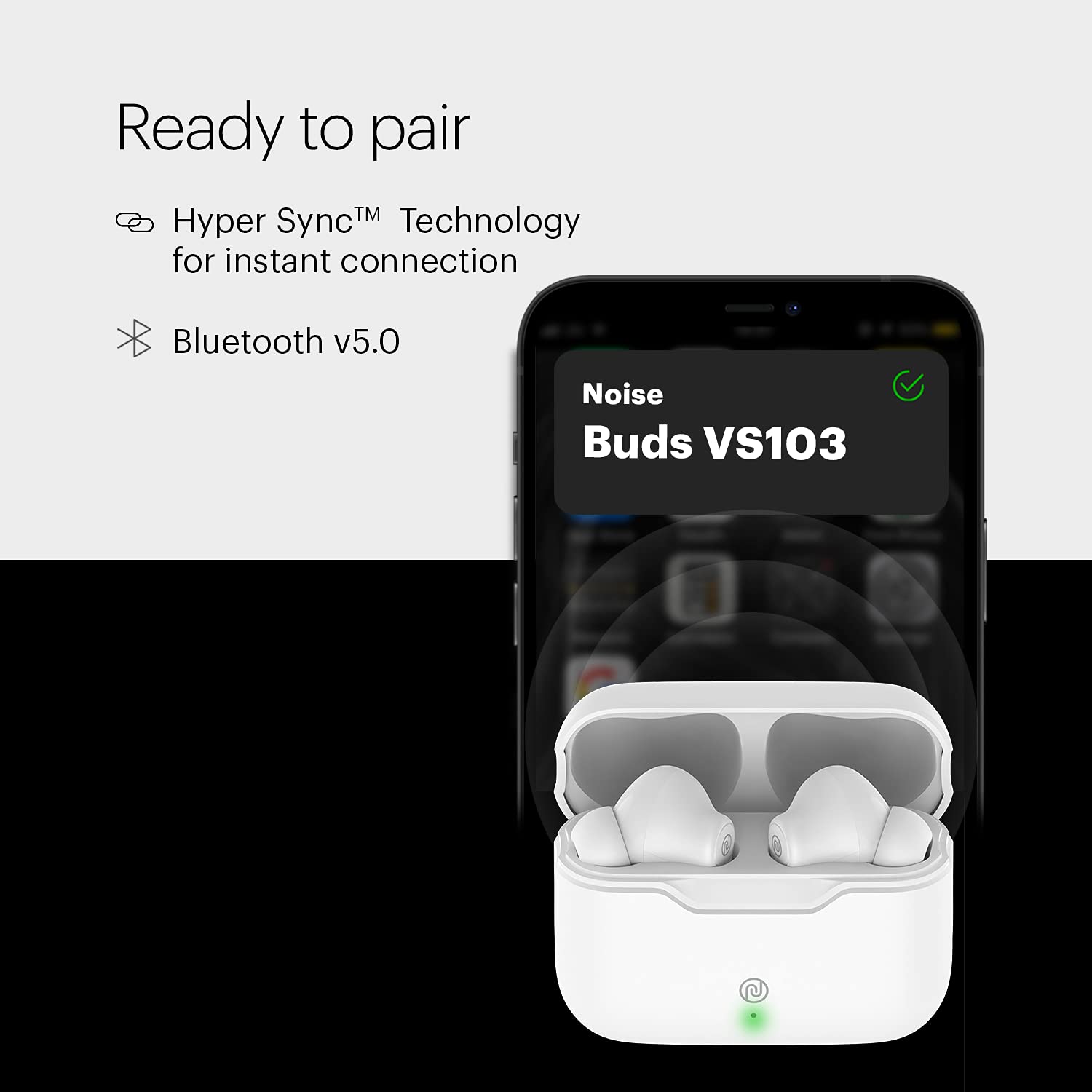 noise Buds VS103 AUD-HDPHN-BUDSVS10 TWS Earbuds (IPX5 Water Resistant, Hyper Sync Technology, Jet Black)_5