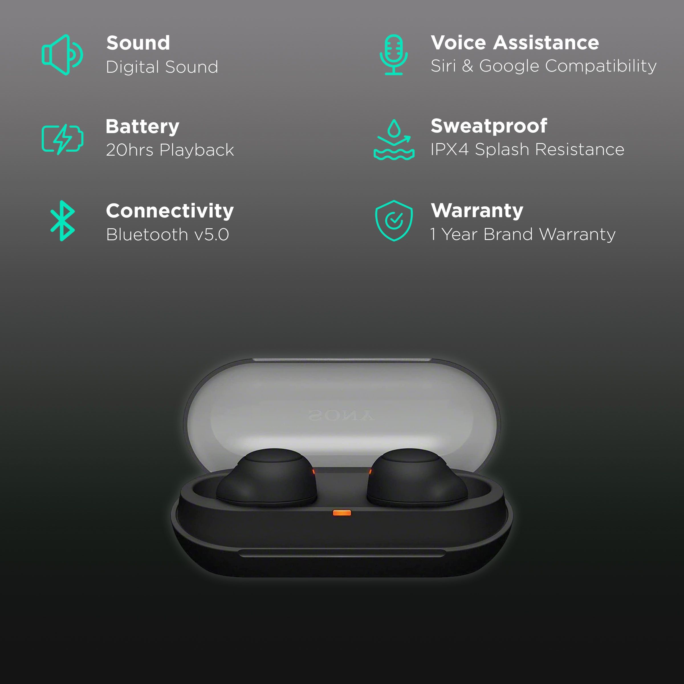 SONY WF-C500 92483281 TWS Earbuds (IPX4 Splashes, Sweat & Water Resistant, 20 Hours Playback, Black)_2