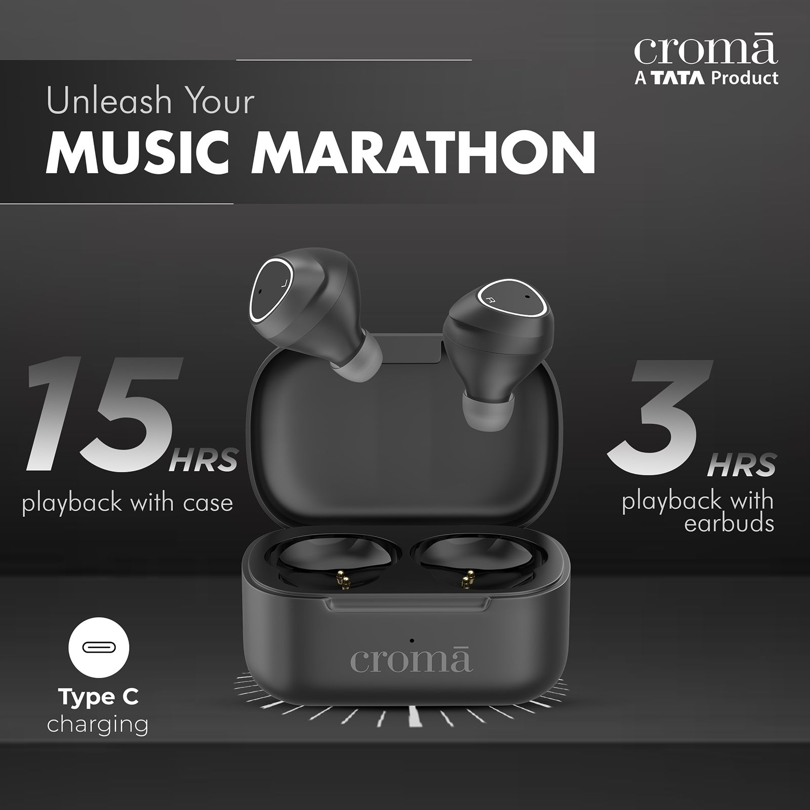 Croma TWS Earbuds with Noise Isolation (Sweat Resistant, 15 Hours Playback, Black)_11