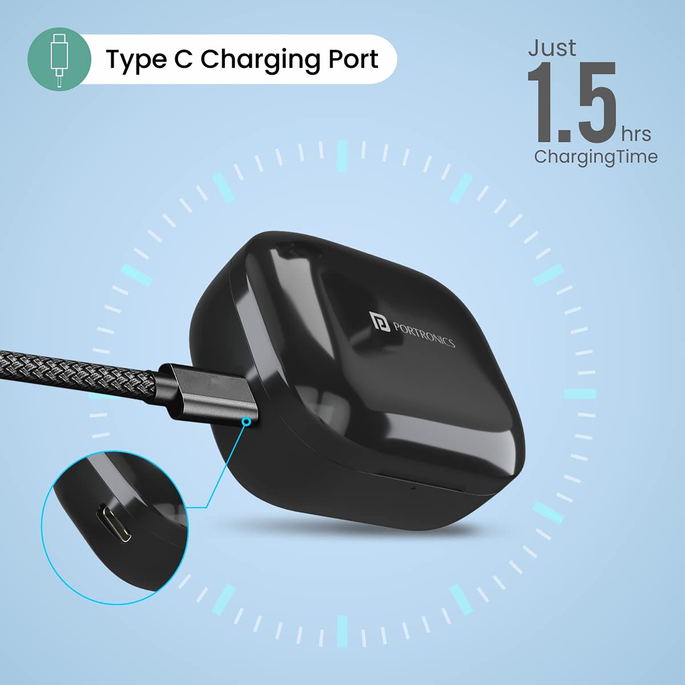 PORTRONICS Harmonics Twins 11 TWS Earbuds (IPX4 Water Resistant, HD Sound, Black)_4