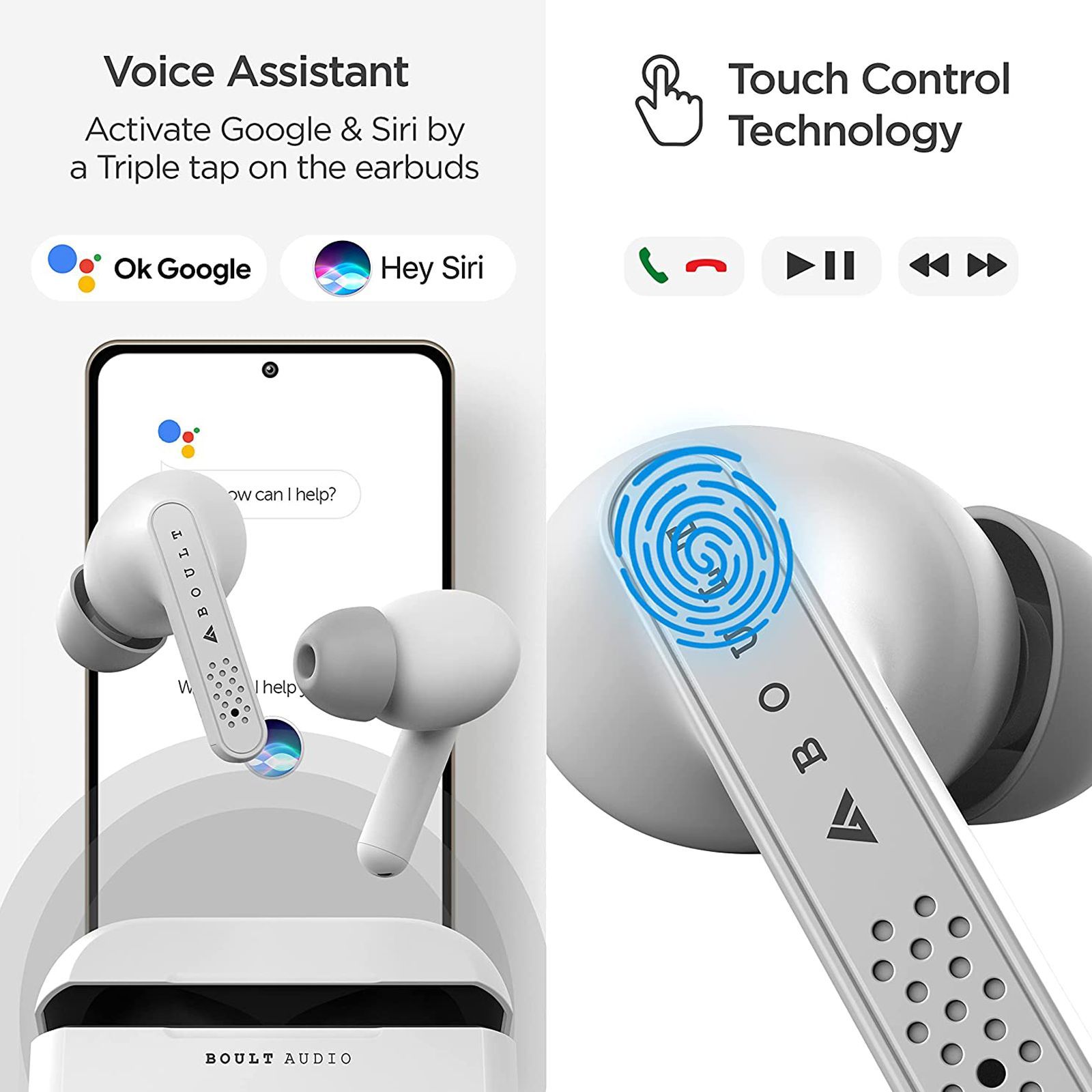 GOBOULT AirBass Propods BA-RD-Propods Truly Wireless Earbuds ( IPX5 Water Resistant, Up to 24 Hours Battery Life, White)_2