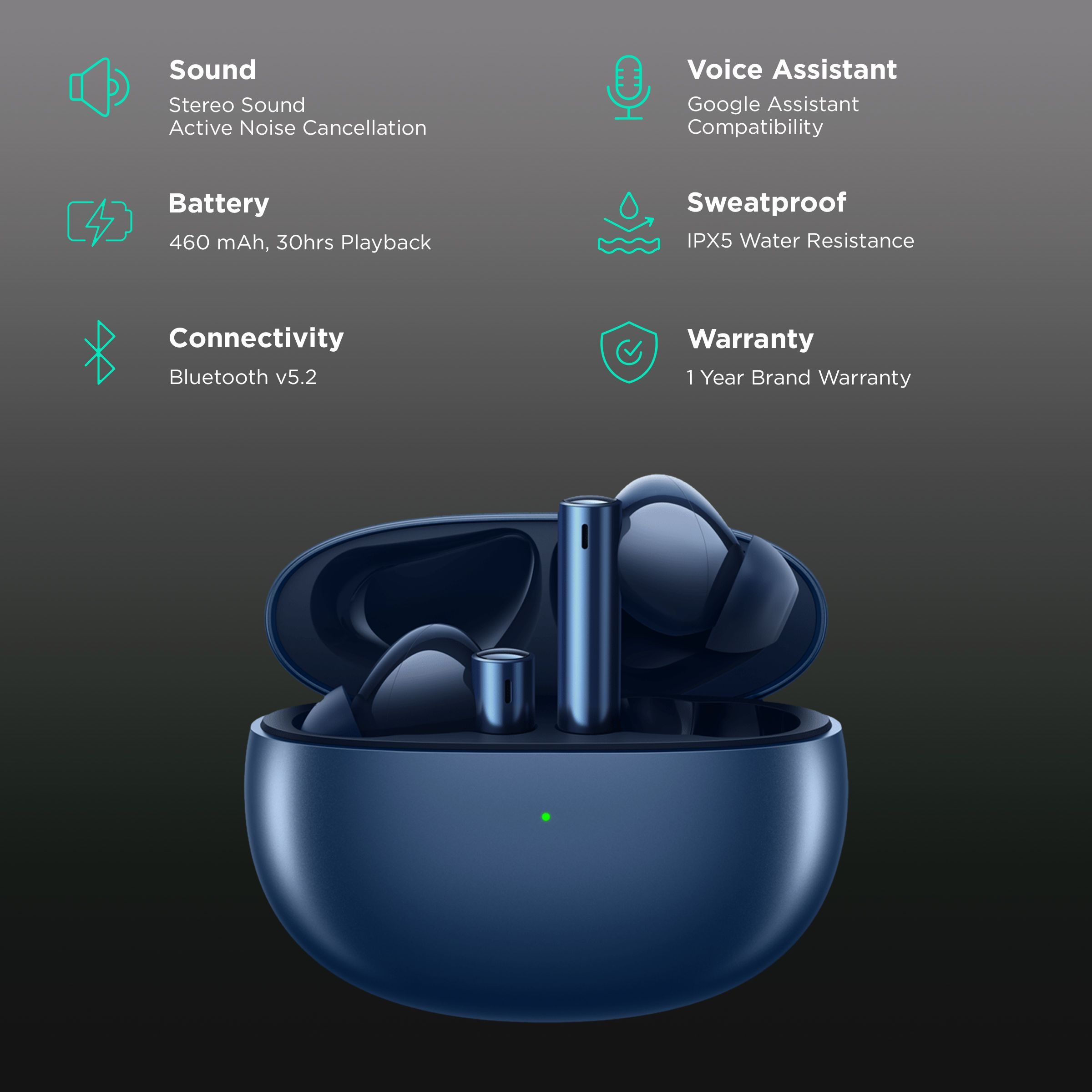 realme Buds Air 3 RMA2105 TWS Earbuds with Active Noise Cancellation (IPX5 Water Resistant, 30 Hours Playtime, Starry Blue)_2