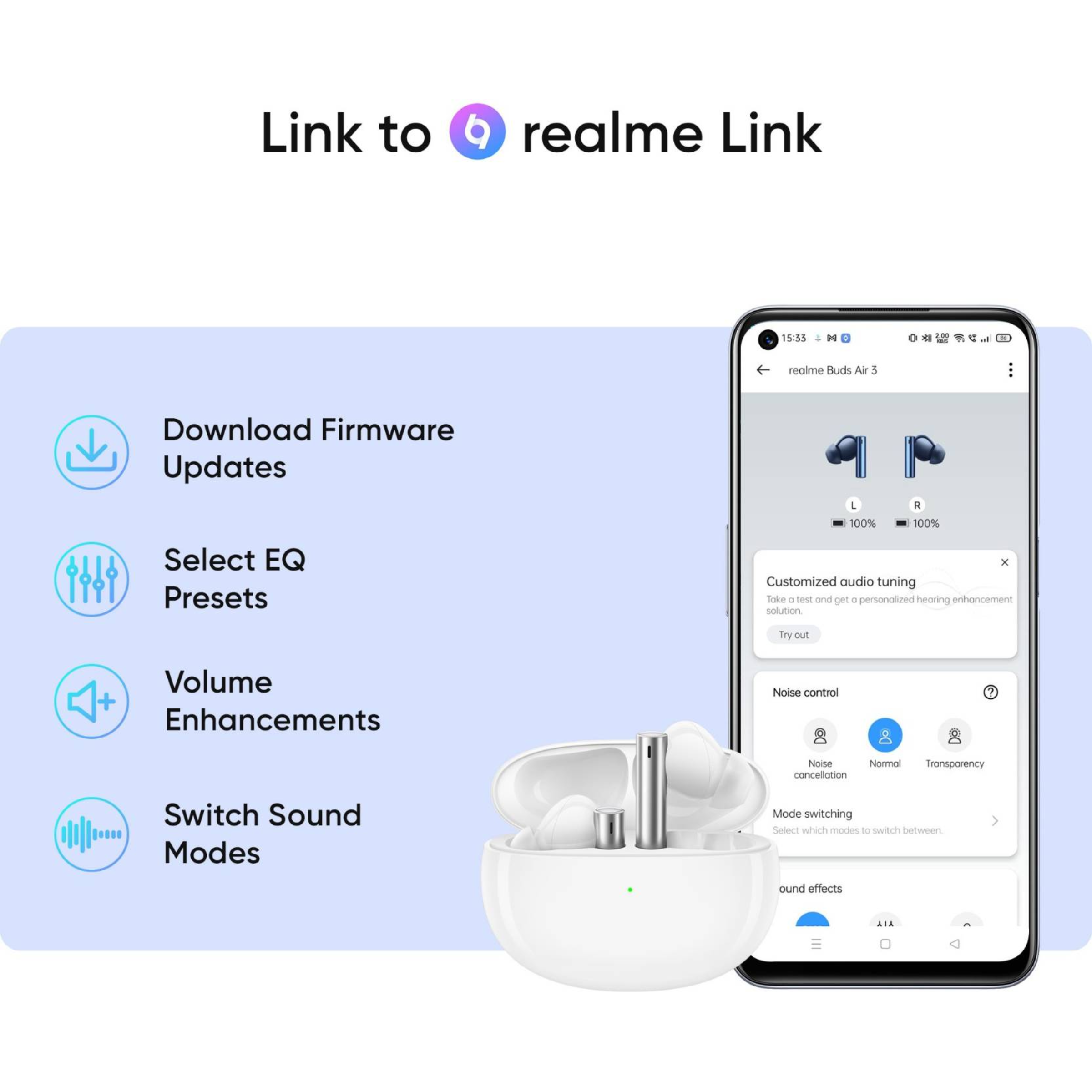 realme Buds Air 3 RMA2105 TWS Earbuds with Active Noise Cancellation (IPX5 Water Resistant, 30 Hours Playtime, Galaxy White) realme Buds Air 3 RMA2105 TWS Earbuds with Active Noise Cancellation (IPX5 Water Resistant, 30 Hours Playtime, Galaxy White)_14