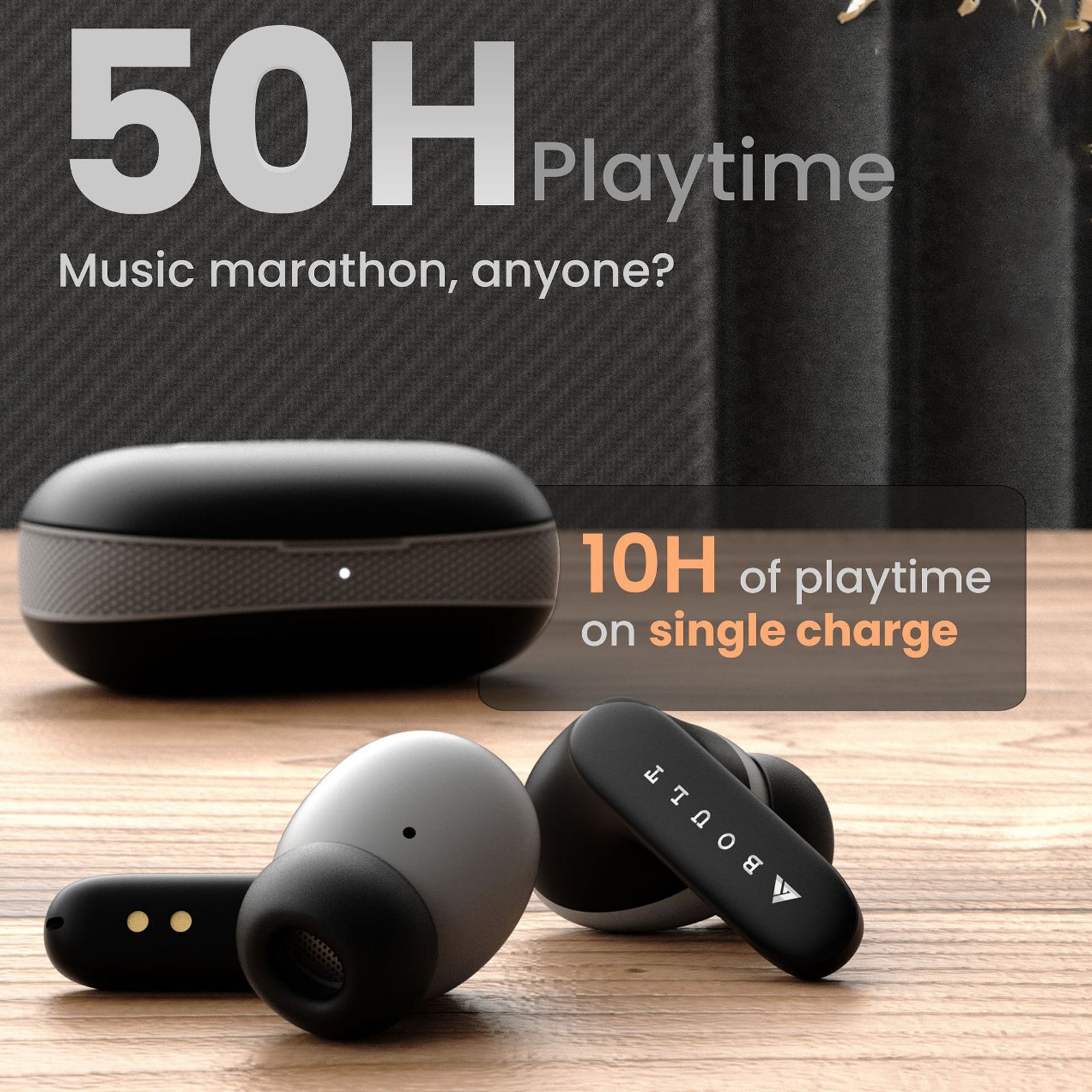 GOBOULT AirBass Y1 TWS Earbuds (IPX5 Water Resistant, Upto 40 Hours Playback, Black)_12