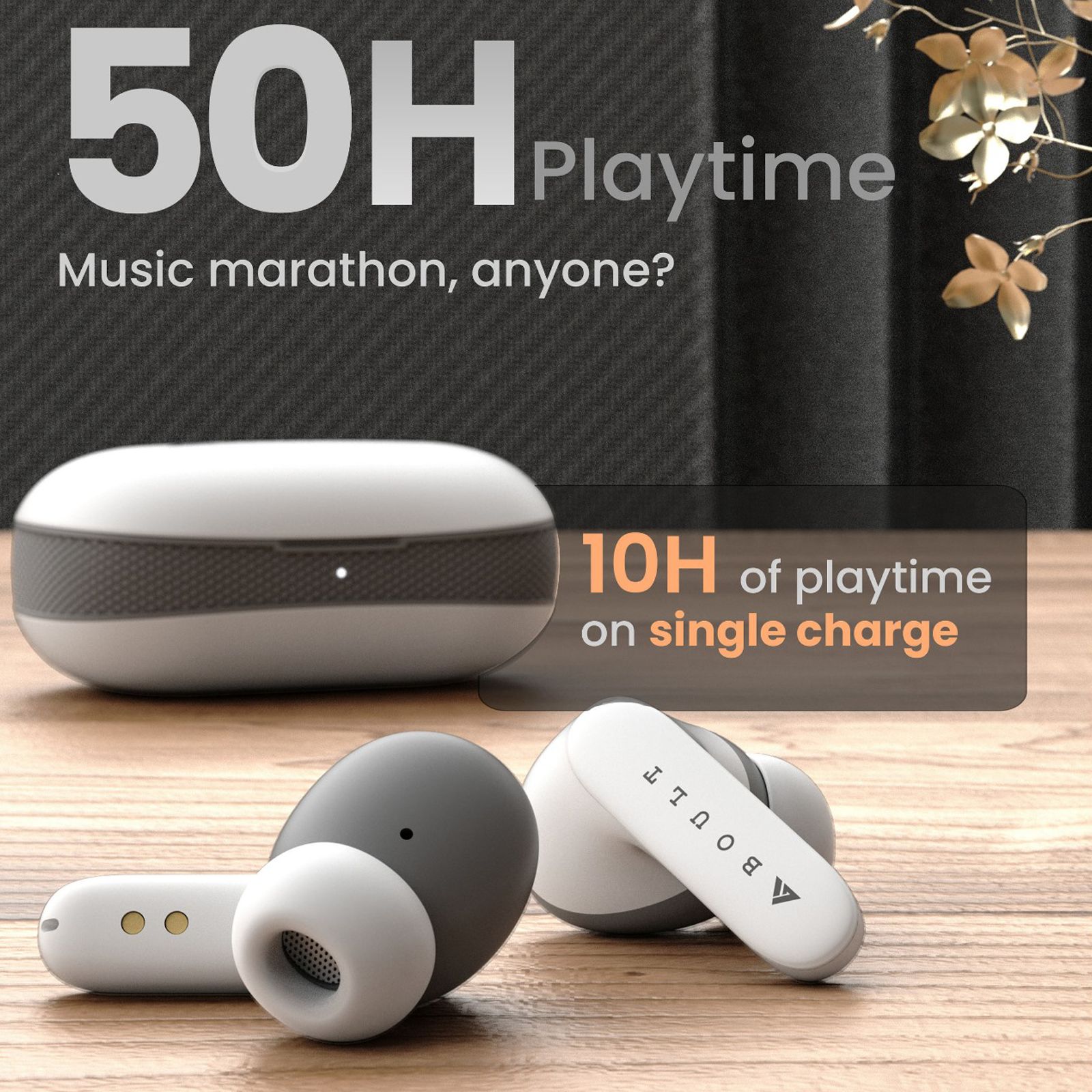 GOBOULT AirBass Y1 TWS Earbuds (IPX5 Water Resistant, Upto 40 Hours Playback, White)_8