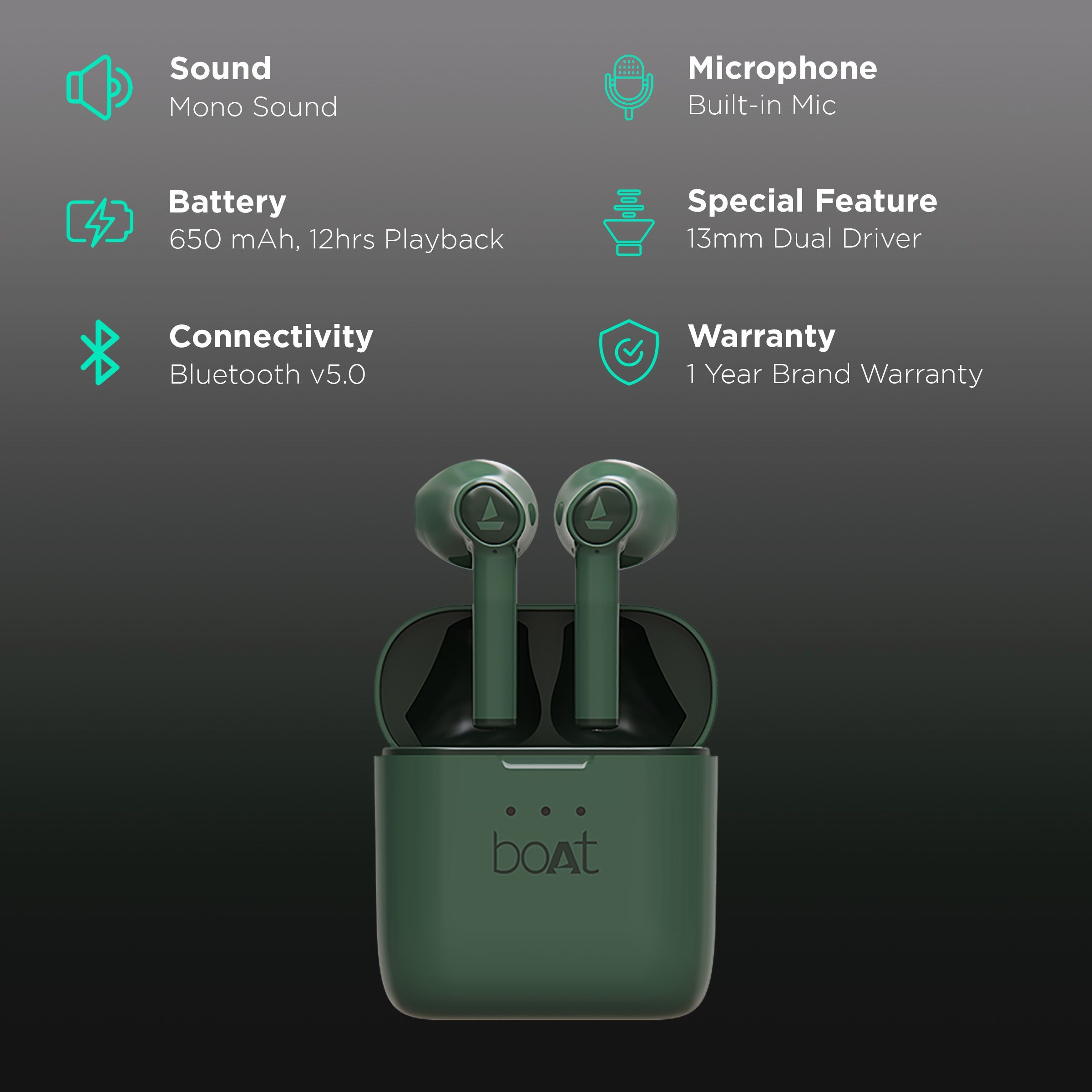 boAt Airdopes 138 TWS Earbuds ( Voice Assistant Supported, Viper Green)_2