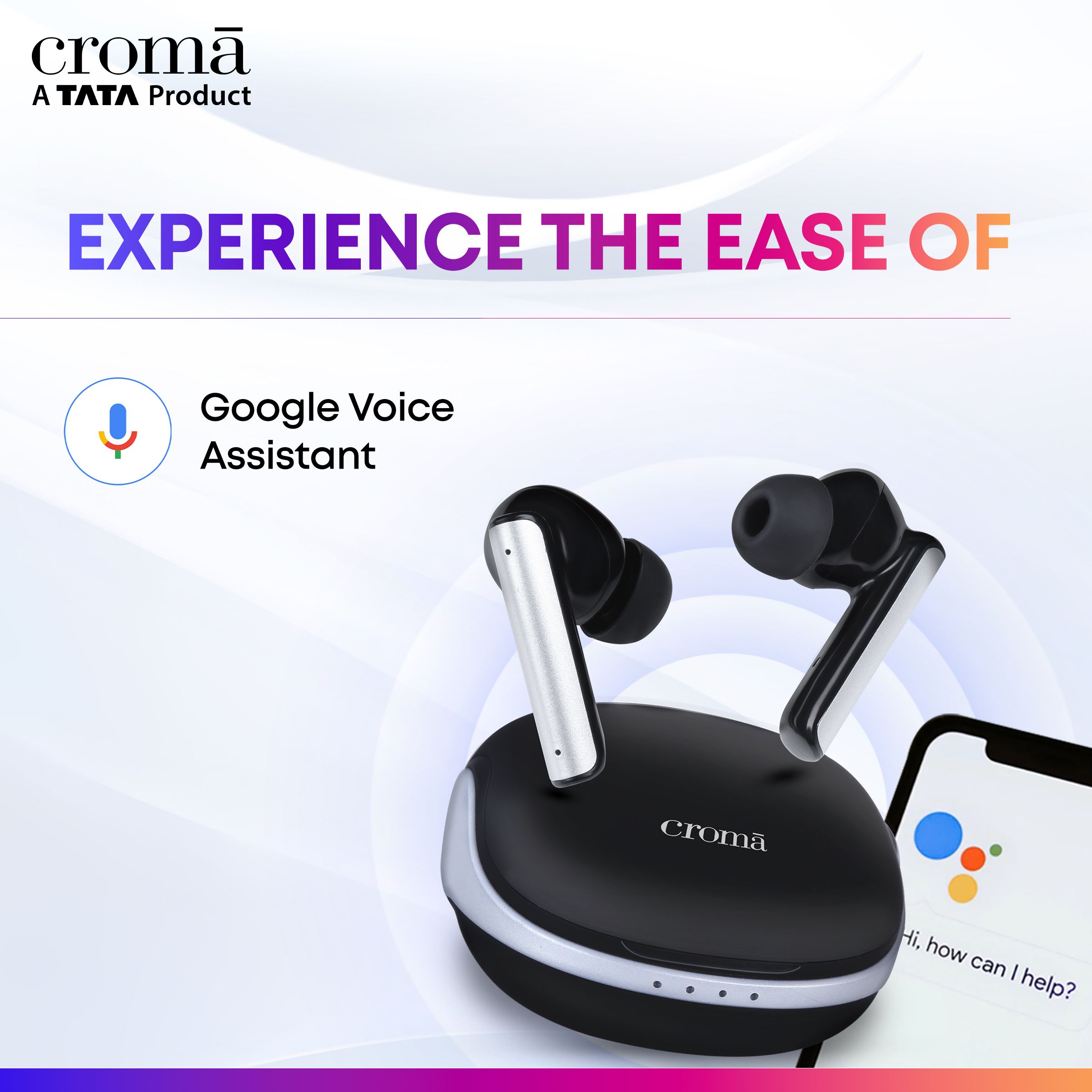 Croma TWS Earbuds with Active Noise Cancellation (IPX5 Water Resistant, Fast Charging Support, Black and Grey) Croma TWS Earbuds with Active Noise Cancellation (IPX5 Water Resistant, Fast Charging Support, Black and Grey)_6