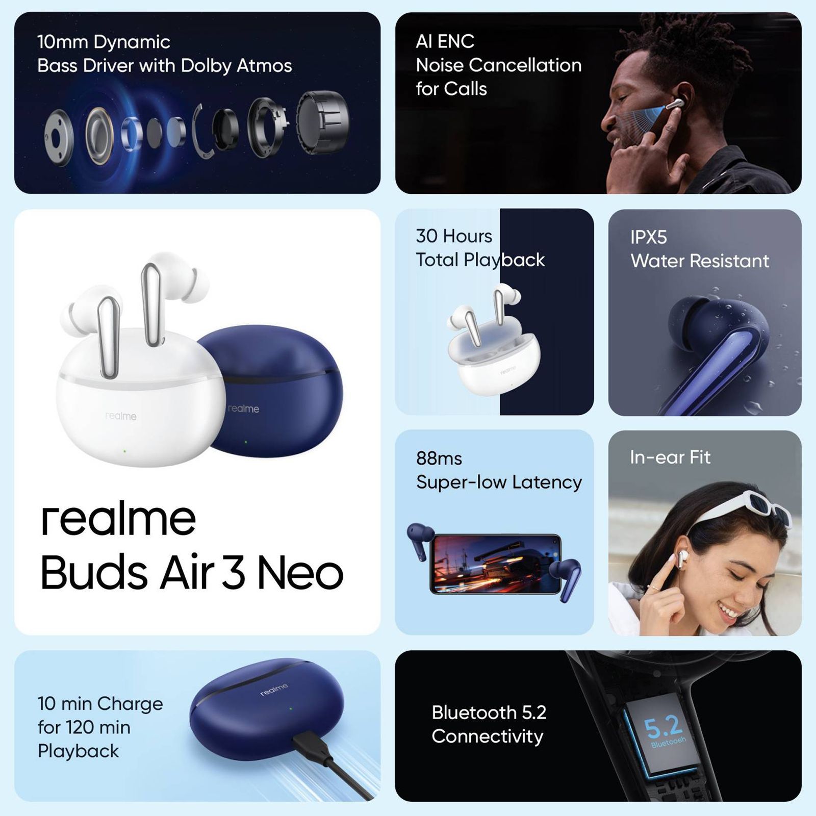 realme Air 3 Neo RMA2113 Earbuds with AI Environmental Noise Cancellation (IPX5 Water Resistant, Bluetooth Connectivity, Starry Blue)_11