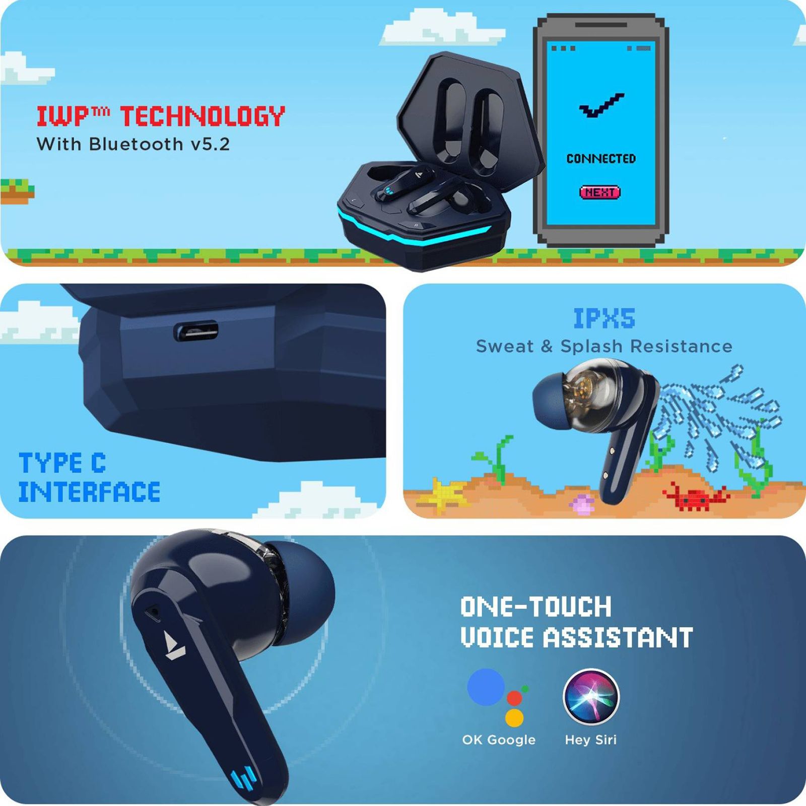 boAt Airdopes 191G TWS Earbuds (IPX5 Water Resistance, Quad Mics, Sports Blue)_7