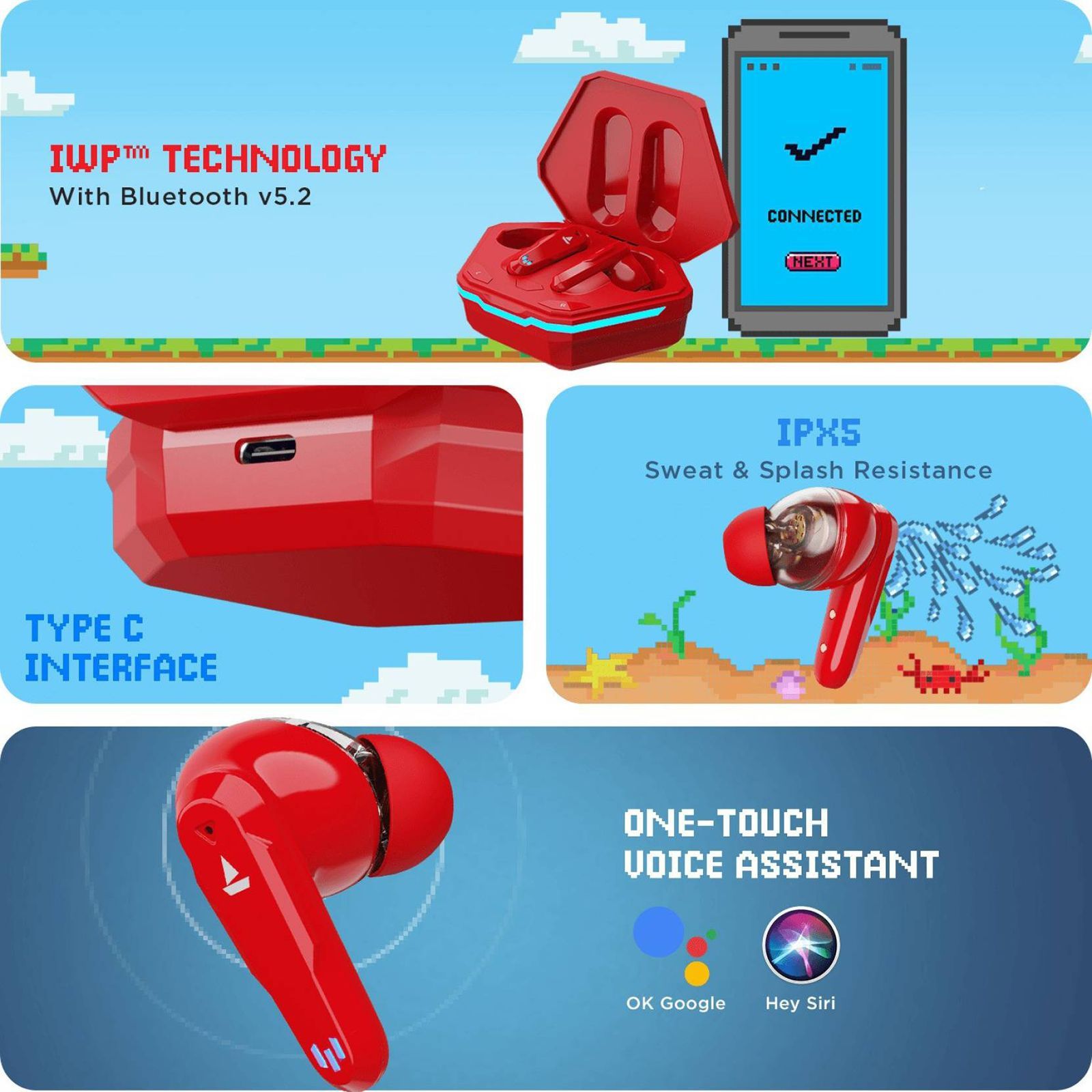 boAt Airdopes 191G TWS Earbuds (IPX5 Water Resistance, Quad Mics, Raging Red)_7