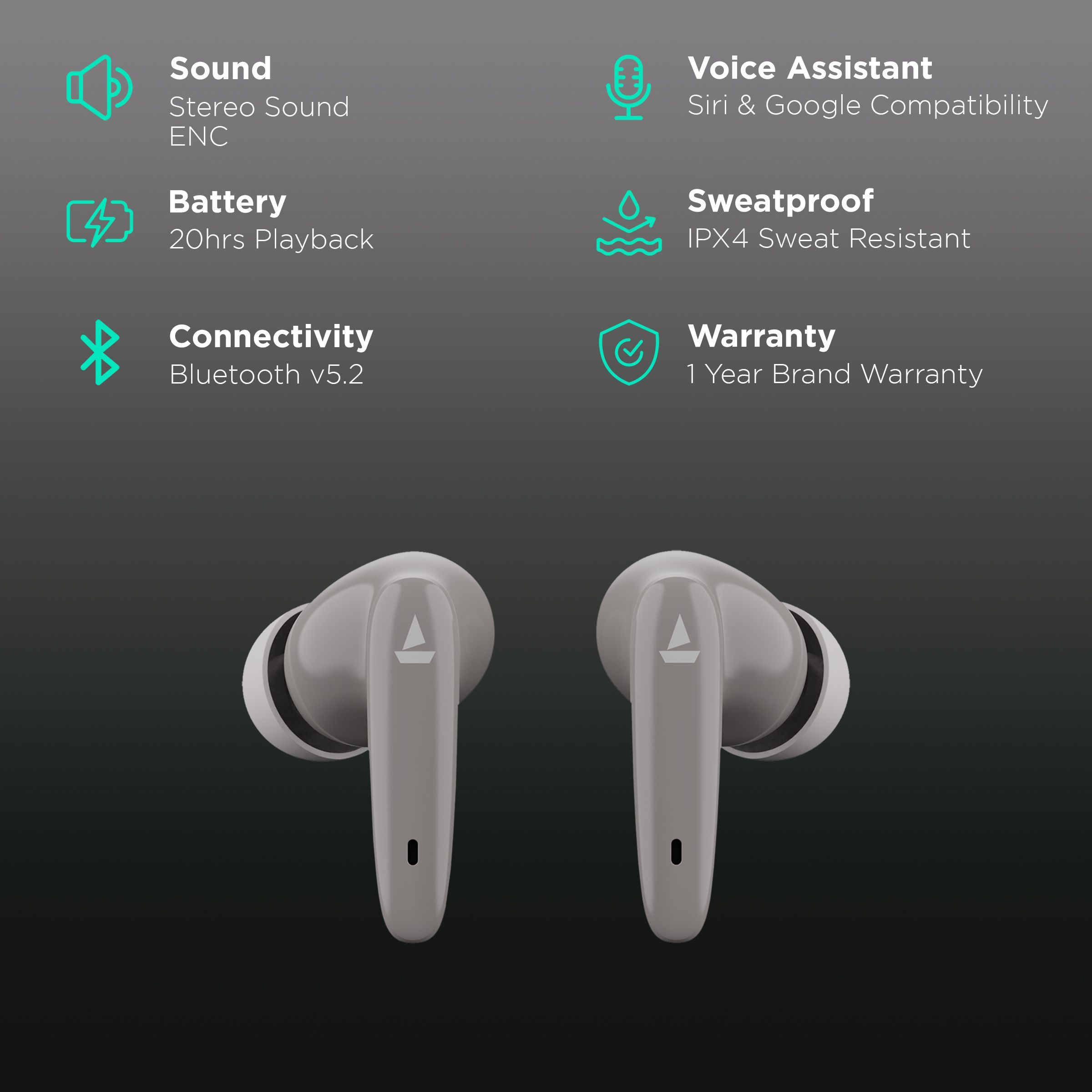 boAt Airdopes 183 TWS Earbuds with Environmental Noise Cancellation (IPX4 Sweat Resistant, ASAP Charge, Mercurial Grey)_2