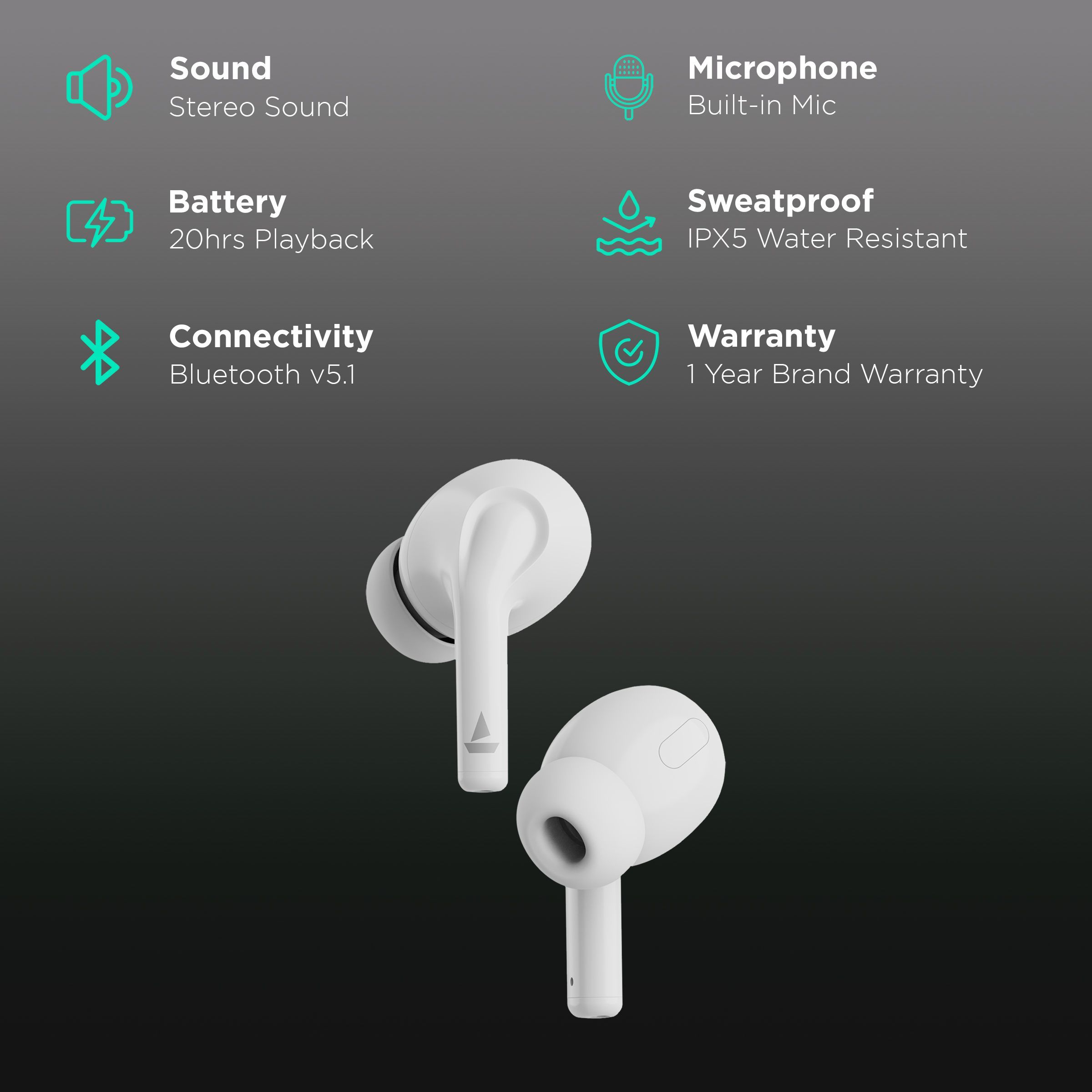 boAt Airdopes 163 TWS Earbuds (IPX5 Water Resistant, IWP Technology, Ivory White)_2