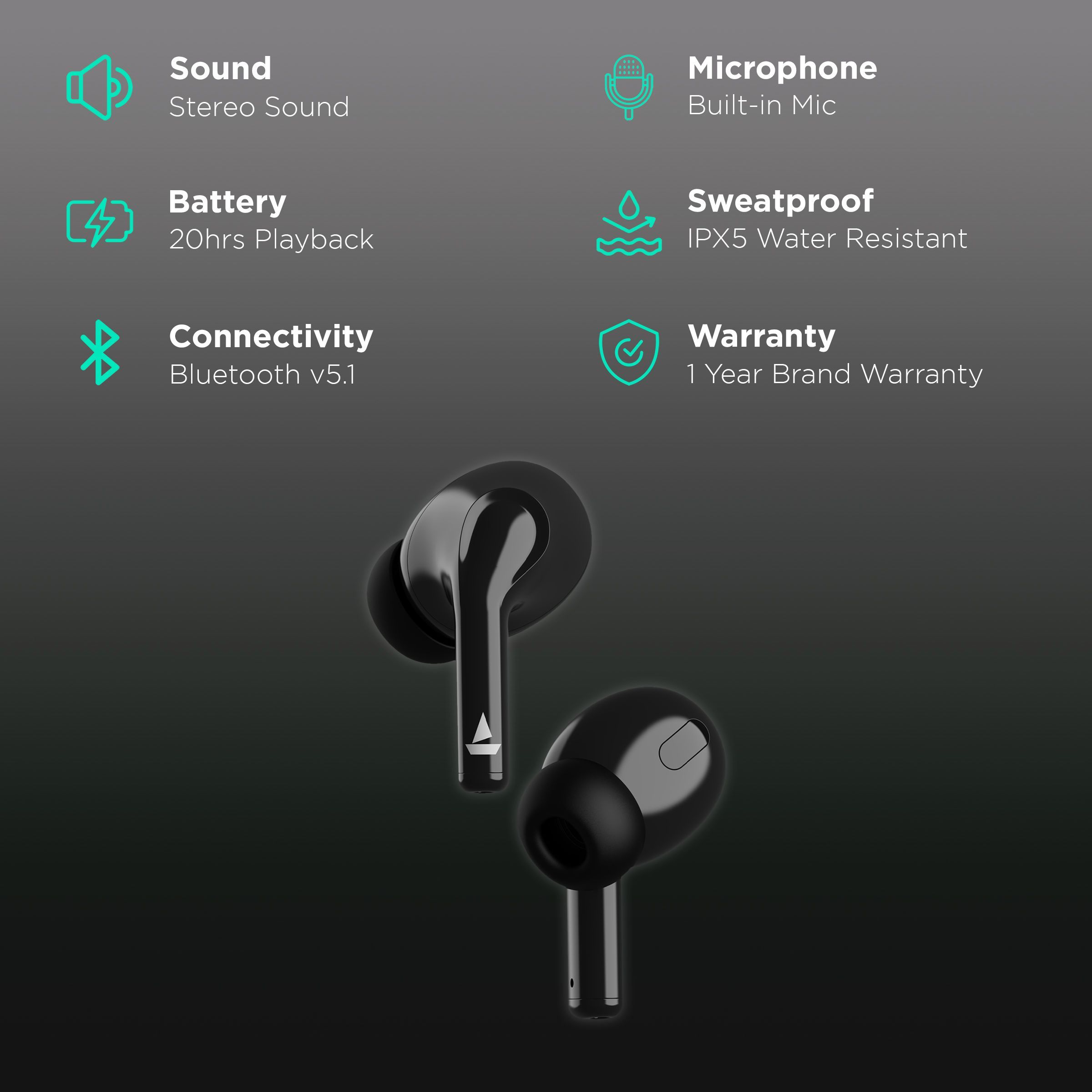 boAt Airdopes 163 TWS Earbuds (IPX5 Water Resistant, IWP Technology, Active Black)_2