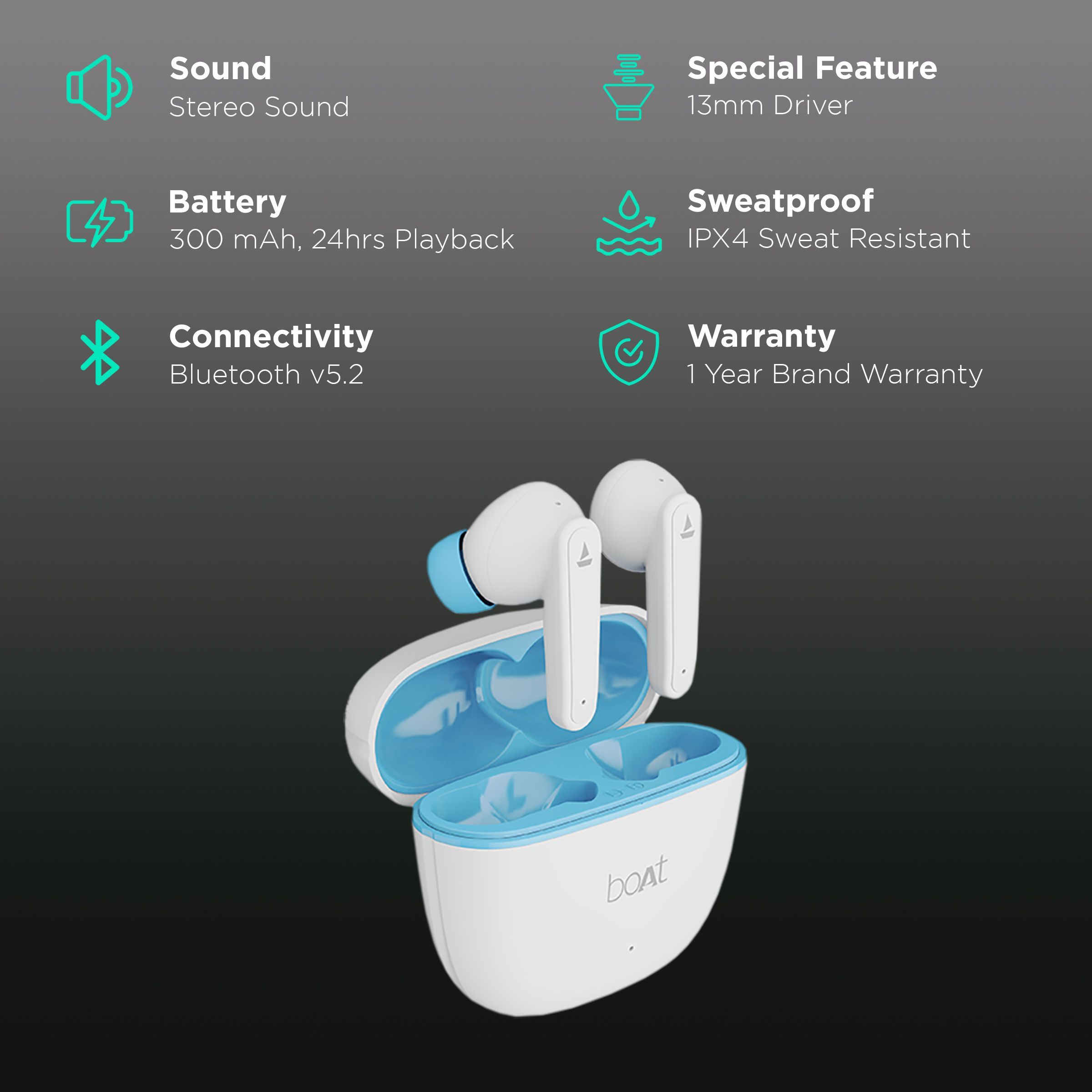 boAt Airdopes 113 TWS Earbuds (IPX4 Sweat Resistance, Beast Mode, Pearl White)_2