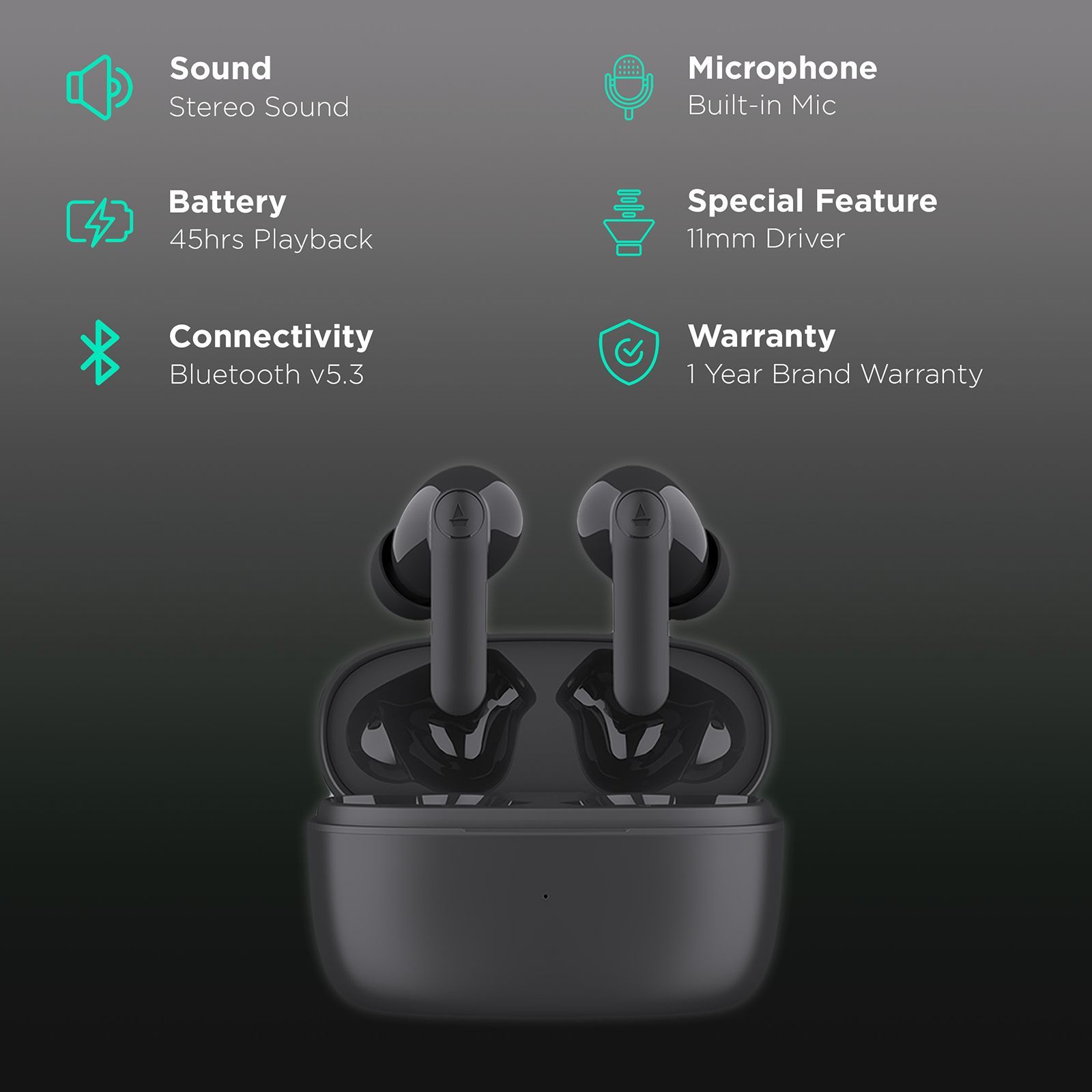 boAt Airdopes 138 Pro TWS Earbuds with Environmental Noise Cancellation (IPX5 Water Resistant, Upto 45 Hours Playback, Active Black)_2