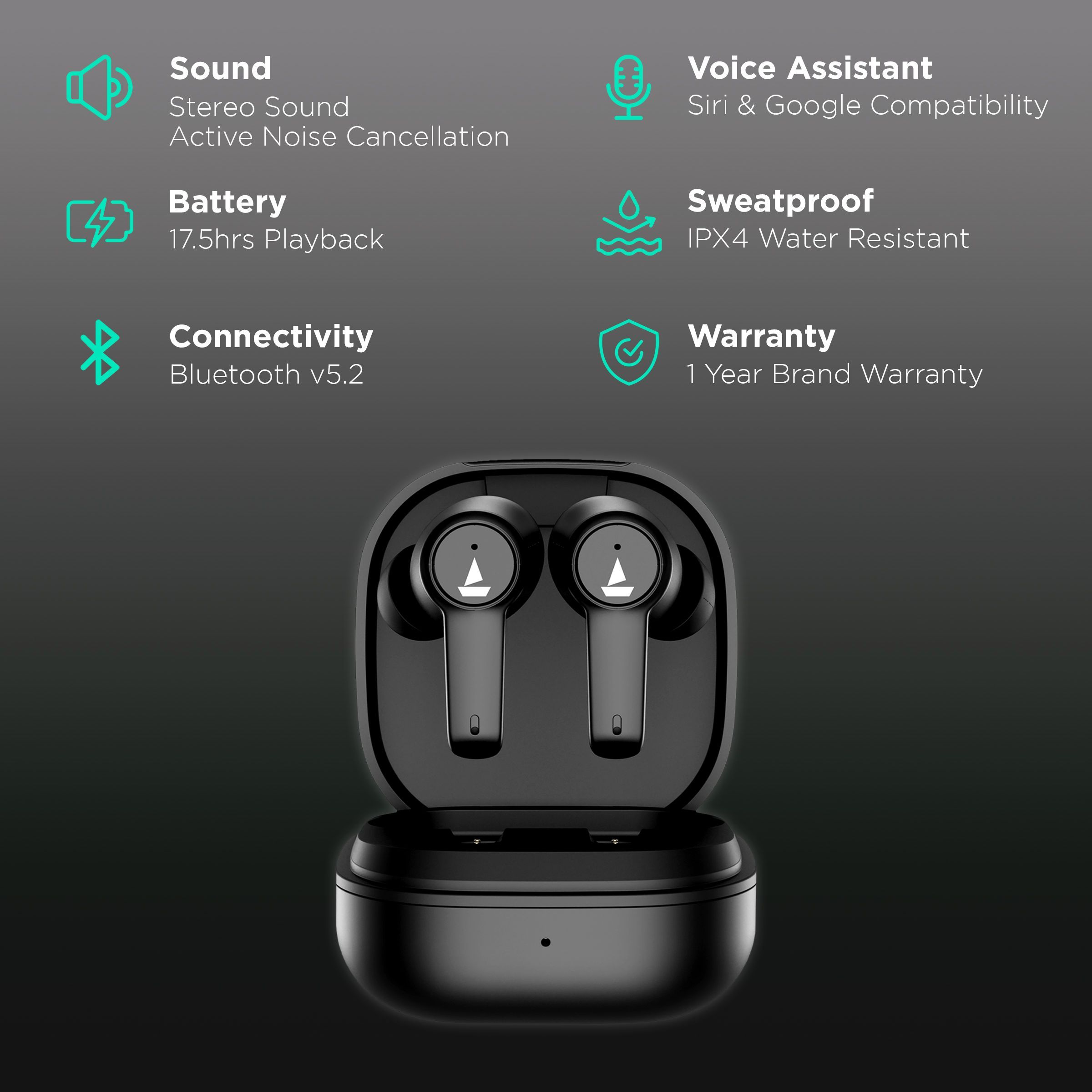 boAt Airdopes 418 TWS Earbuds with Active Noise Cancellation (IPX4 Water Resistant, IWP Technology, Black Storm)_2