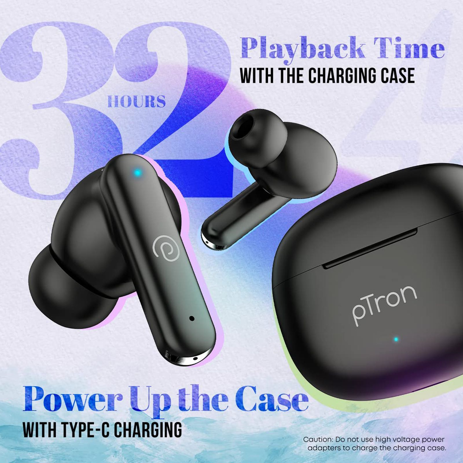 pTron Bassbuds Air 140318669 TWS Earbuds with Passive Noise Cancellation (IPX4 Water Resistant, Touch Control, Black)_5